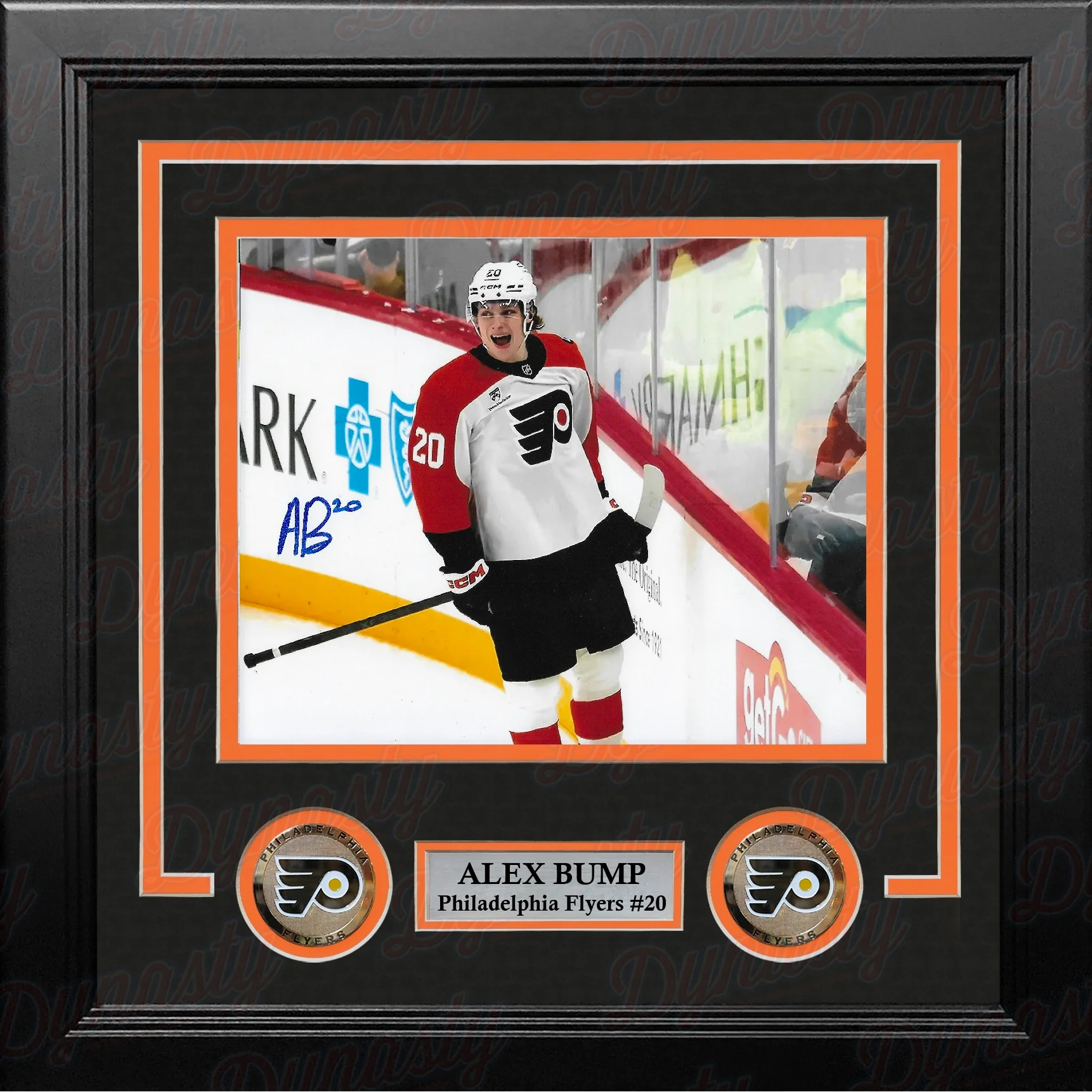Alex Bump Celebration Philadelphia Flyers Autographed 8" x 10" Framed Hockey Photo