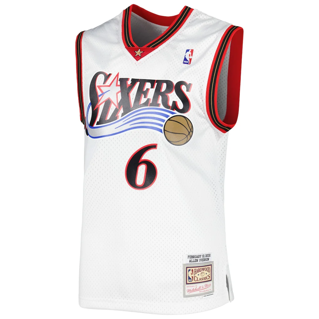 Allen Iverson Mitchell & Ness White Hardwood Classics 2002 NBA All-Star Game Jersey - Image 2
