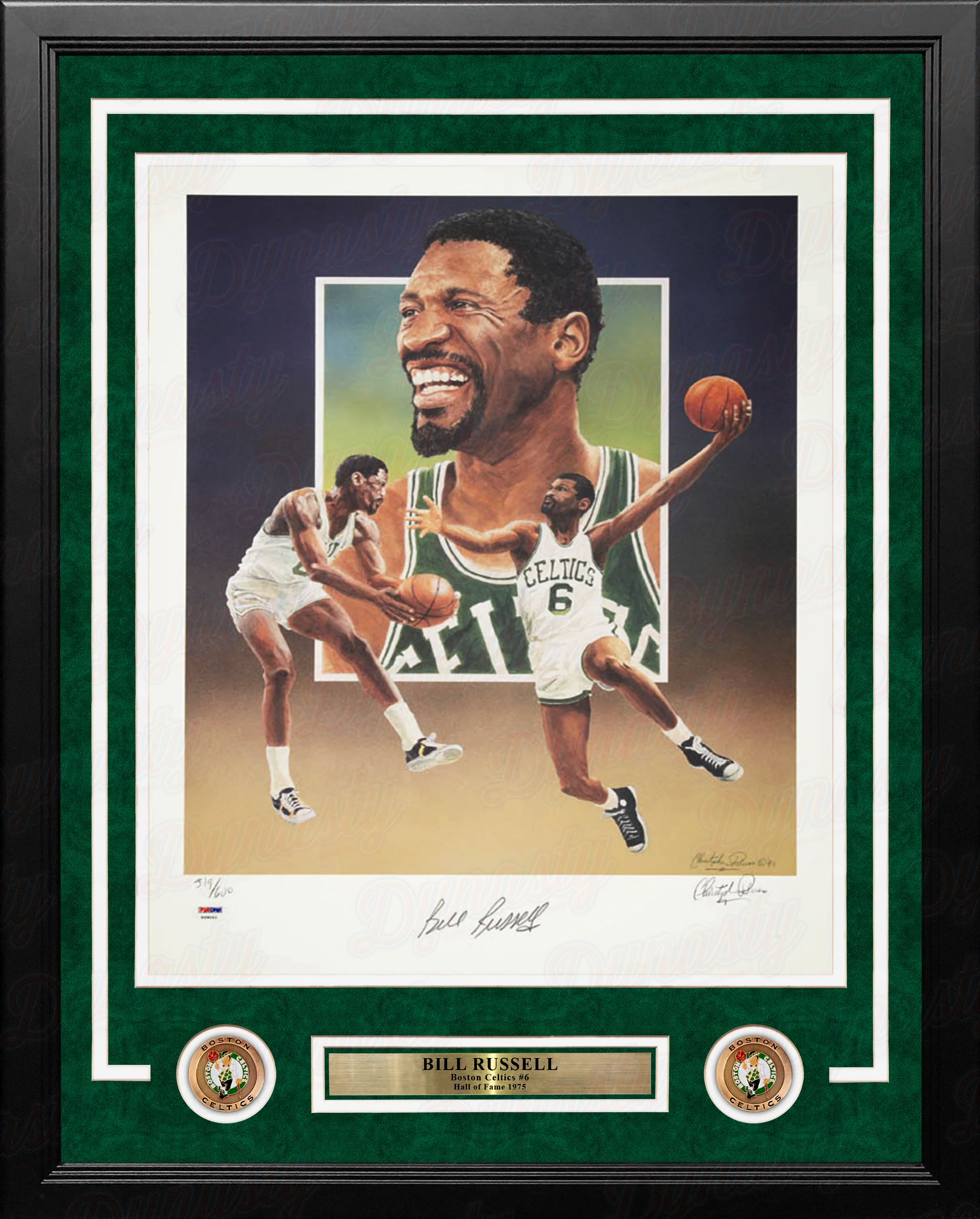Bill Russell Boston Celtics Autographed 18x24 Framed Christopher Paluso Basketball Lithograph Photo - Image 2