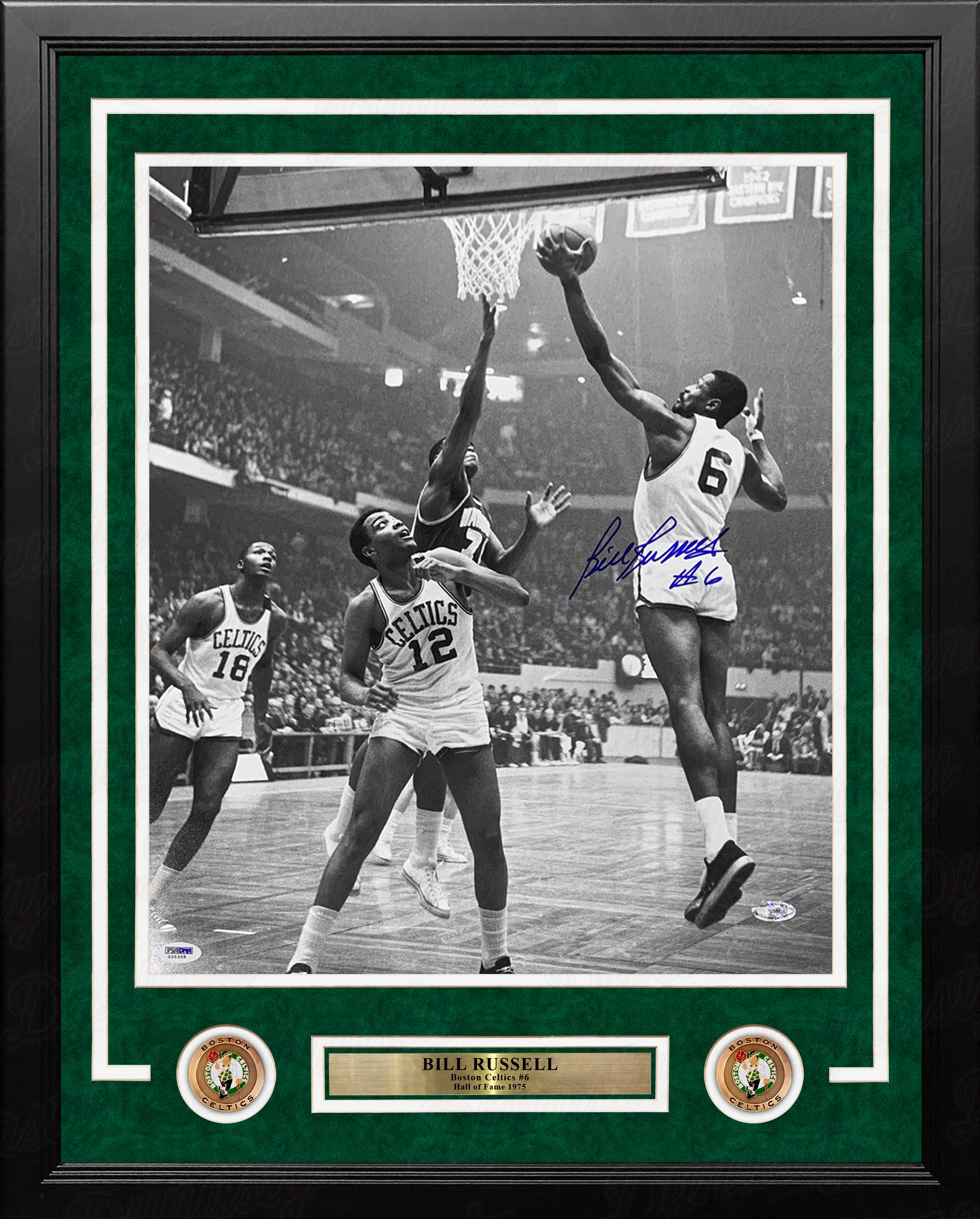 Bill Russell Making a Layup Boston Celtics Autographed 16" x 20" Framed Basketball Photo - Image 2
