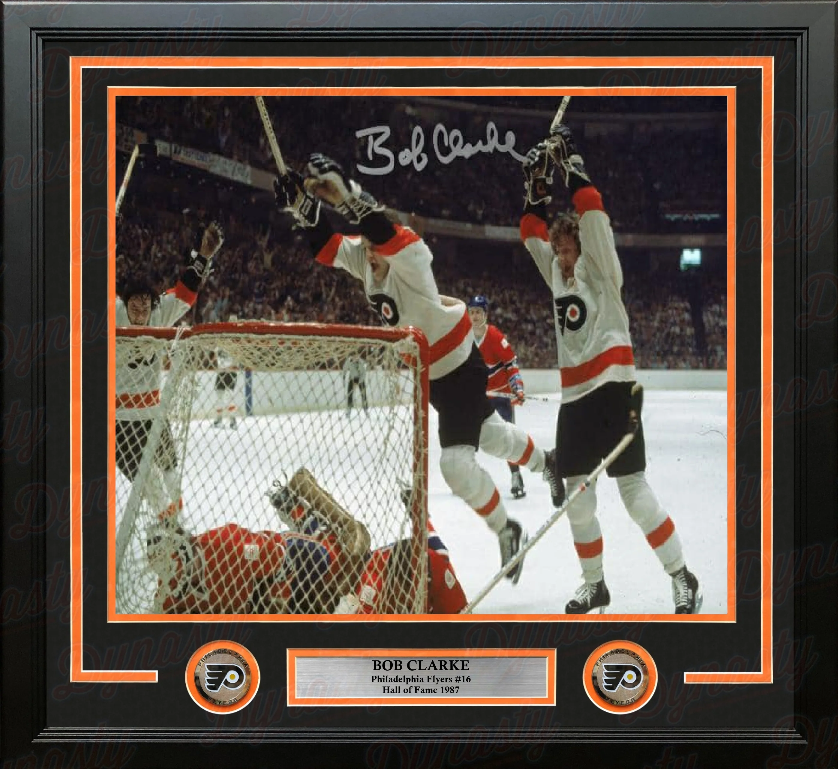 Bob Clarke Philadelphia Flyers LCB Line Dive Autographed 16"x20" Framed Photo