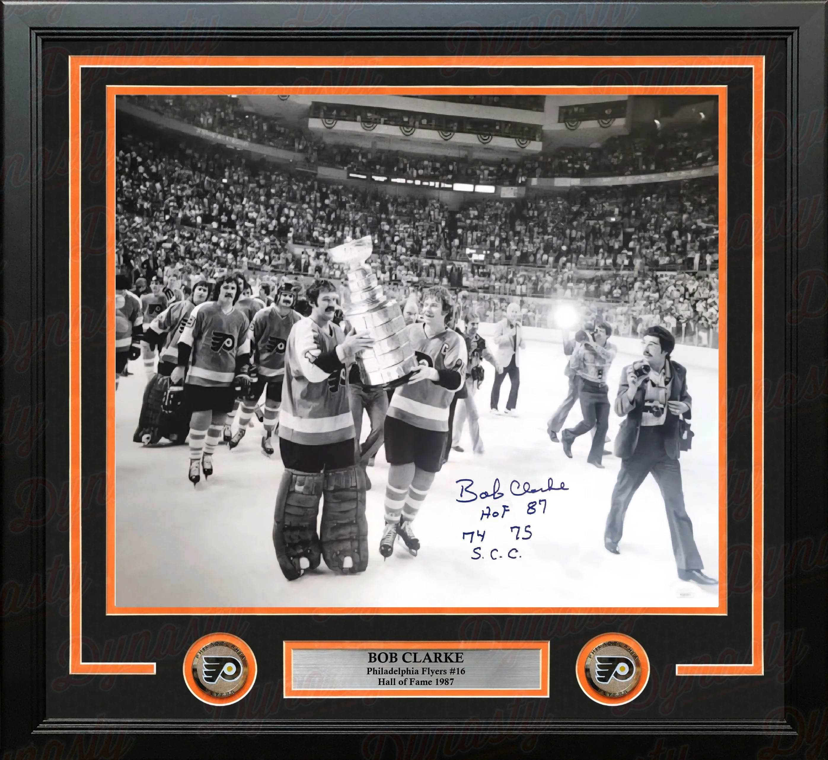 Bob Clarke Stanley Cup Philadelphia Flyers Autographed 16" x 20" Framed Photo: SC Champs & HOF