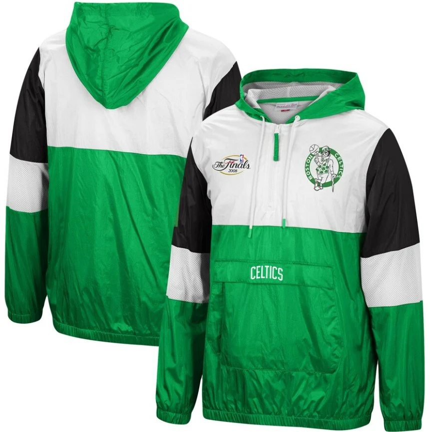Boston Celtics Mitchell & Ness Hardwood Classics Surprise Win Quarter-Zip Windbreaker