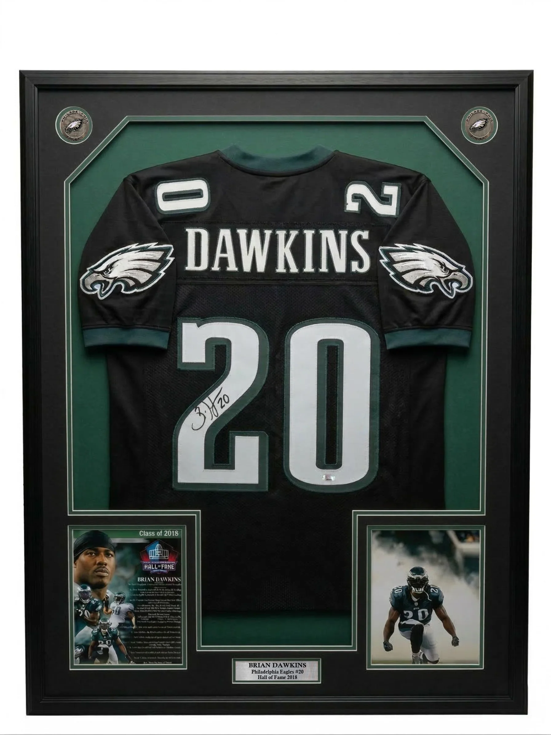 Brian Dawkins Philadelphia Eagles Autographed Framed Black Mitchell & Ness Replica Football Jersey