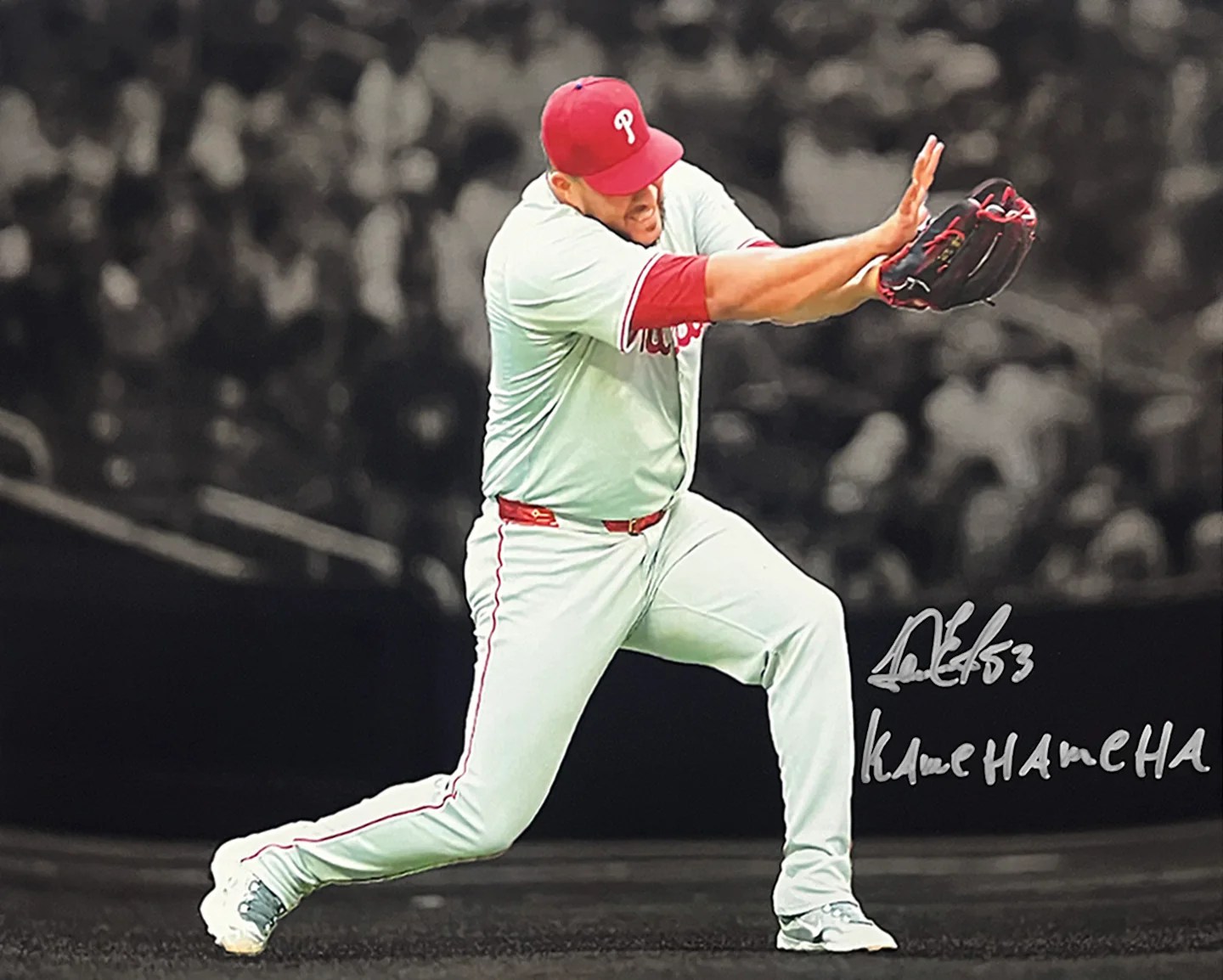 Carlos Estevez Pose Autographed Philadelphia Phillies 11x14 Blackout Photo - Kamehameha Inscription - Image 2