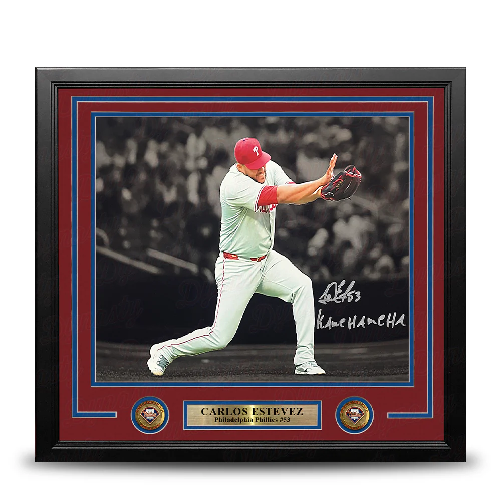 Carlos Estevez Pose Autographed Philadelphia Phillies 11" x 14" Framed Blackout Photo with Kamehameha Inscription