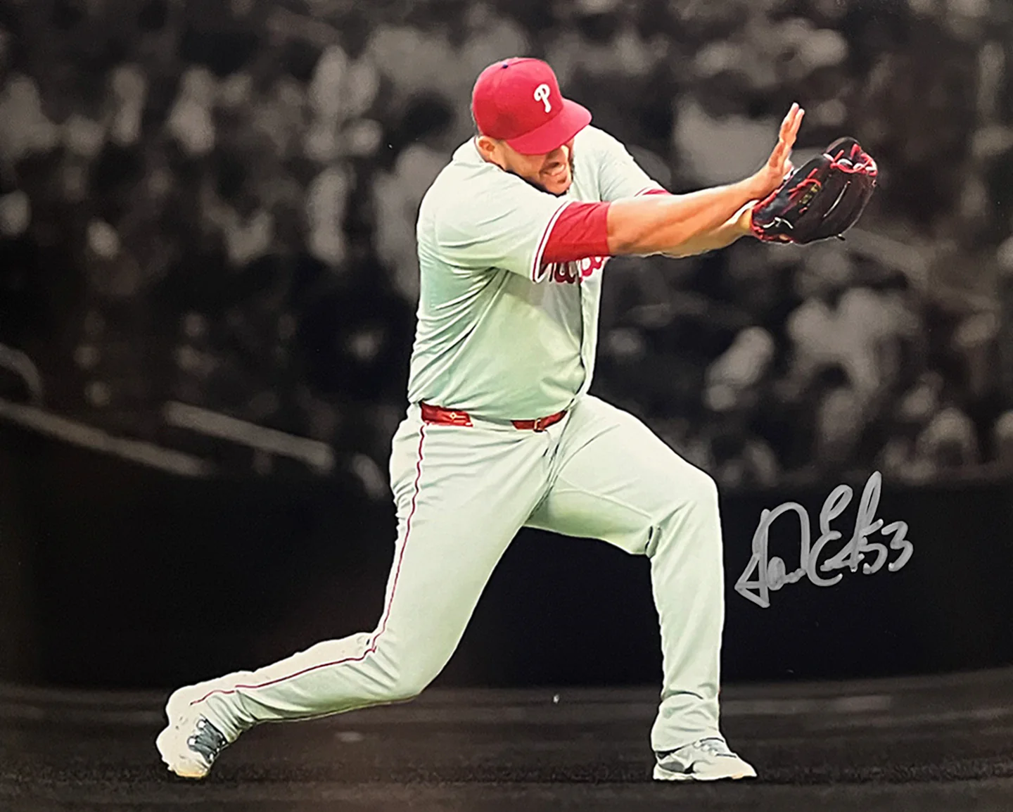 Carlos Estevez Kamehameha Pose Autographed Philadelphia Phillies 8" x 10" Blackout Baseball Photo - Image 2