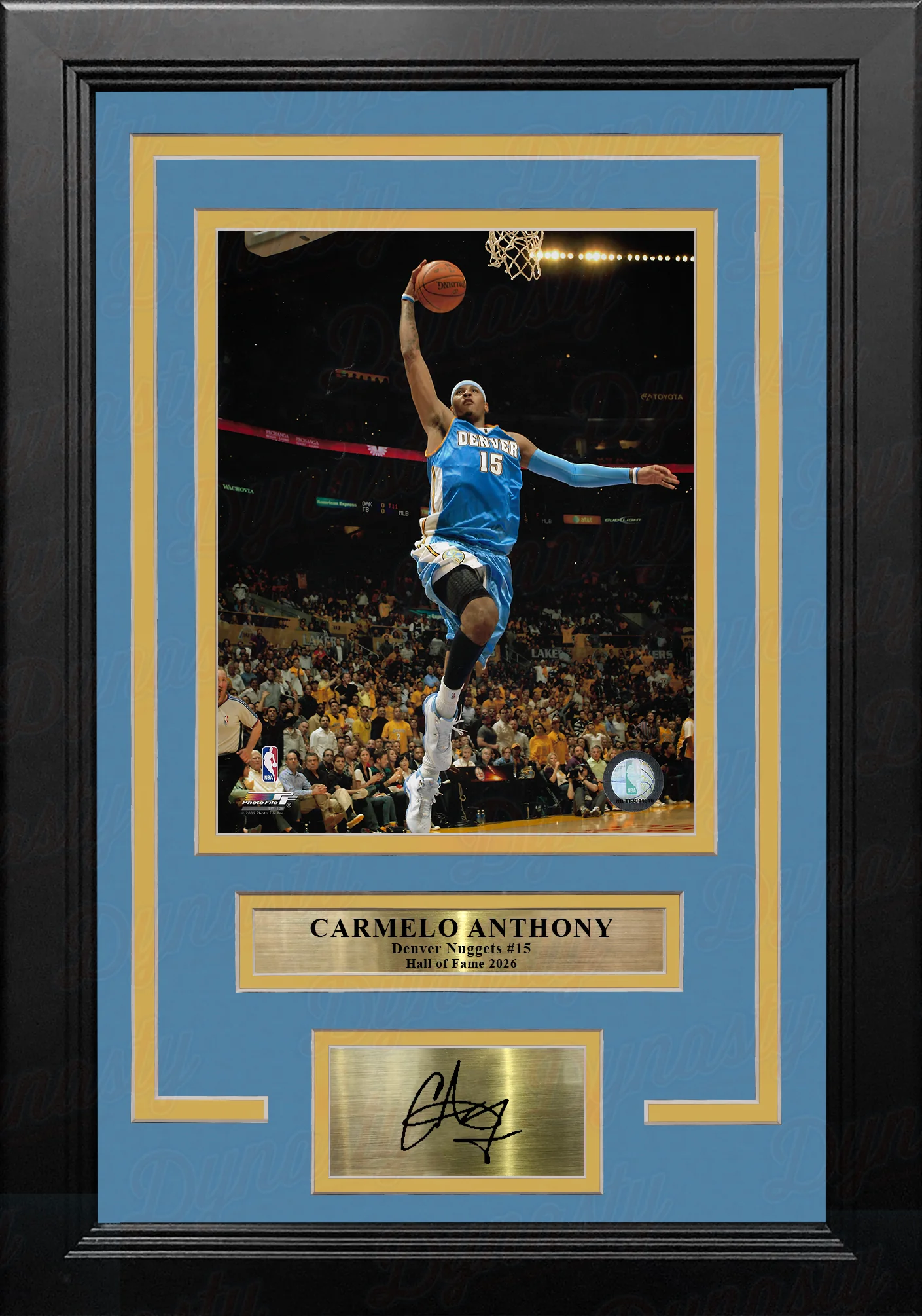 Carmelo Anthony Lay-Up Denver Nuggets 8x10 Framed Basketball Photo with Engraved Autograph - Image 2