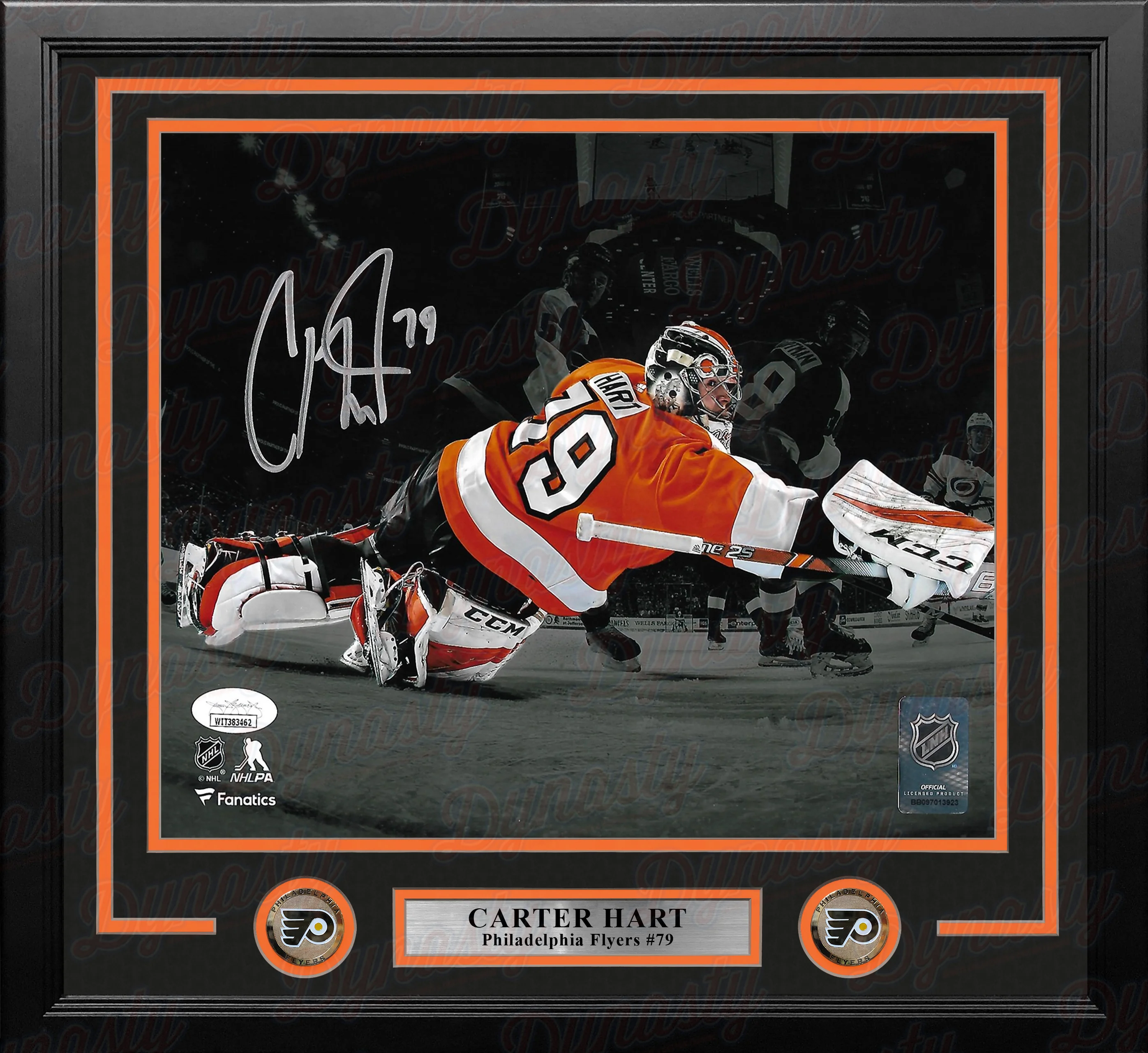 Carter Hart Blackout Philadelphia Flyers Autographed Framed Hockey Photo - Image 2