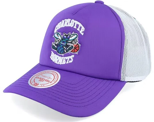 Charlotte Hornets Mitchell & Ness Off The Backboard Purple/White Trucker Snapback Hat - Image 2