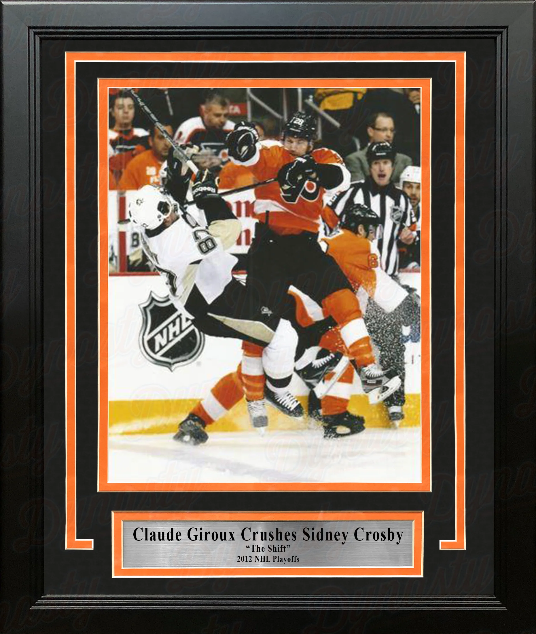 Claude Giroux Hits Sidney Crosby Philadelphia Flyers 2012 NHL Hockey Playoffs Framed Photo