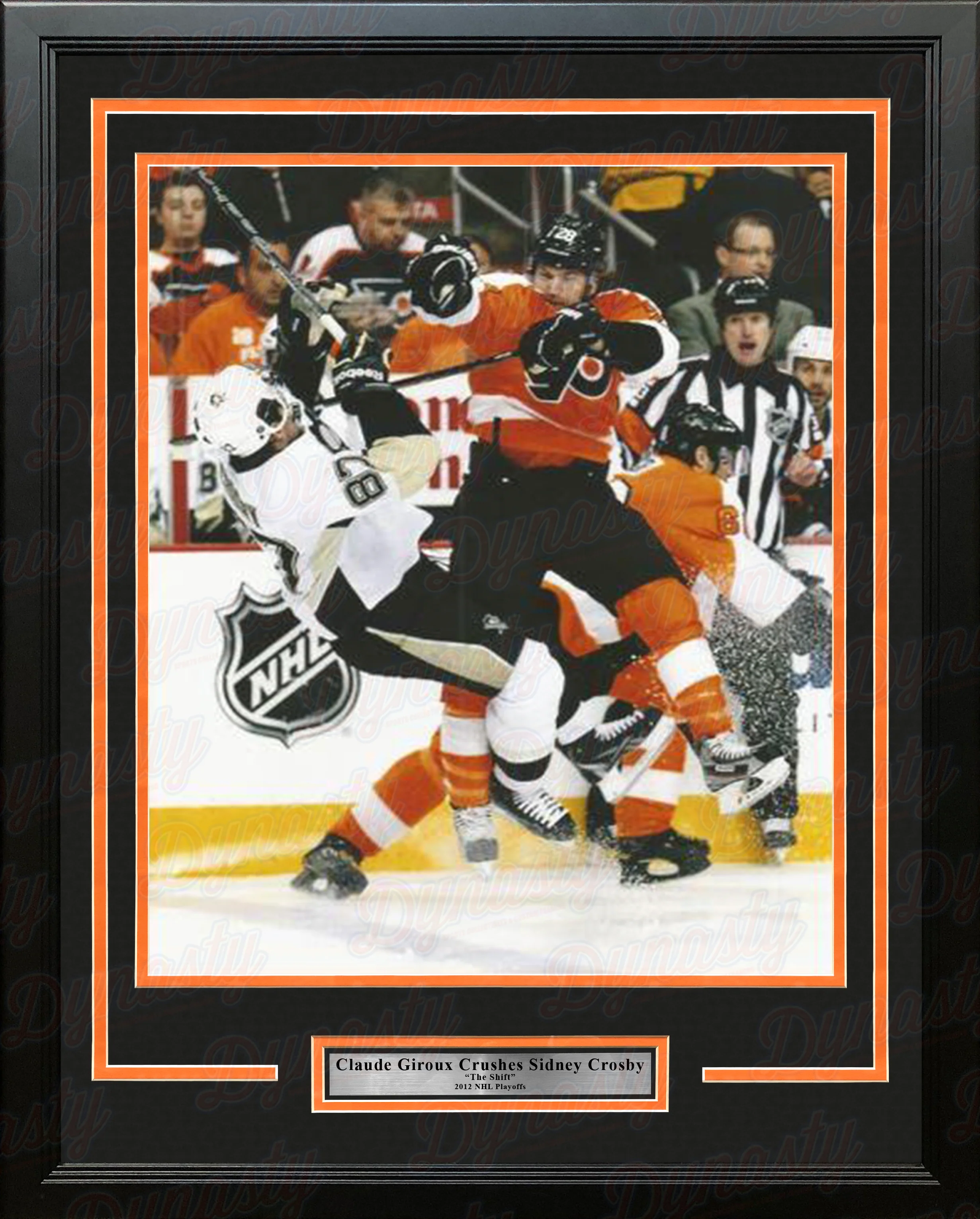 Claude Giroux Hits Sidney Crosby Philadelphia Flyers 2012 NHL Hockey Playoffs Framed Photo - Image 2