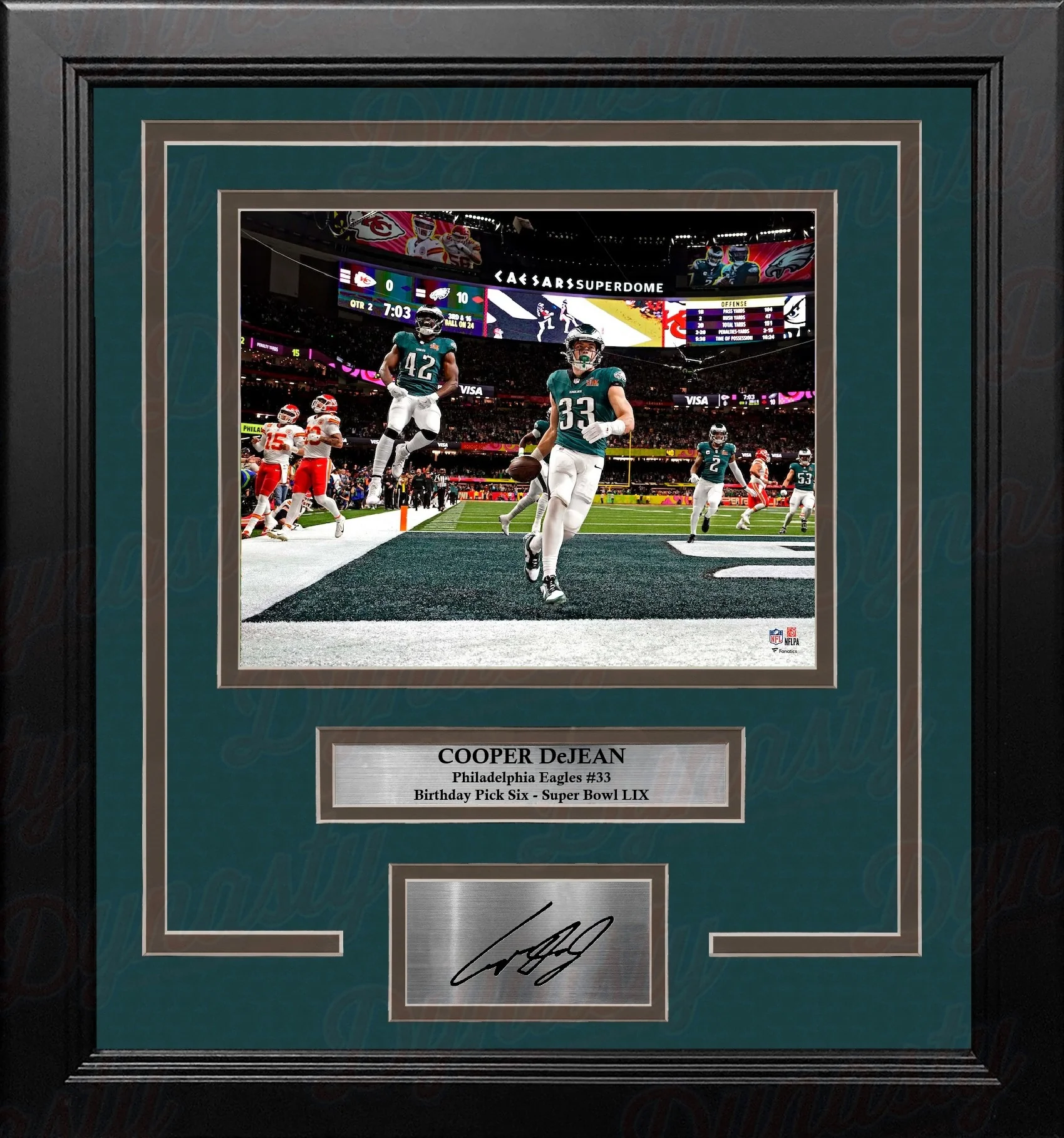 Cooper DeJean Super Bowl LIX Pick Six Philadelphia Eagles 11x14 Framed Photo with Engraved Autograph