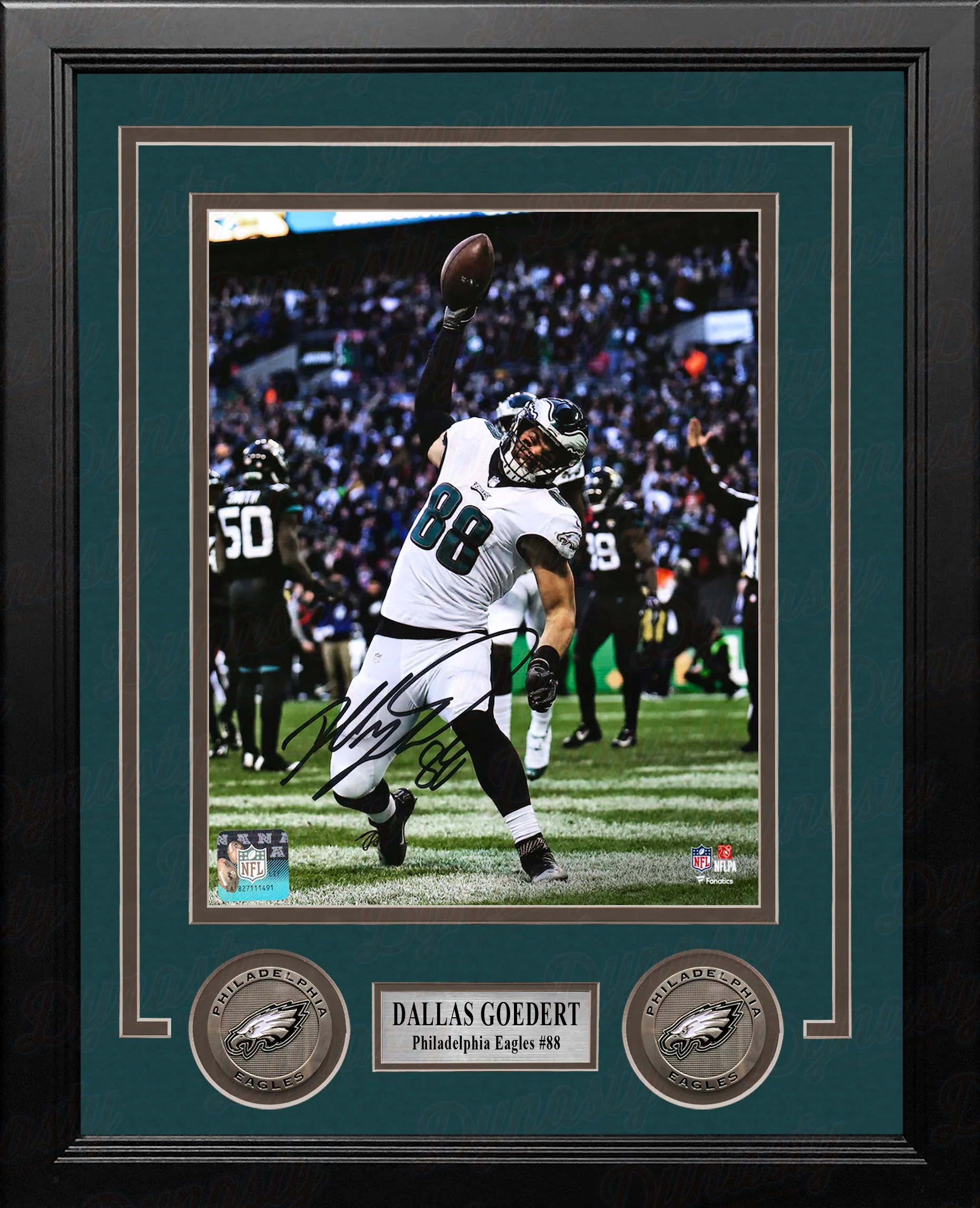 Dallas Goedert Touchdown Spike Philadelphia Eagles Autographed 8" x 10" Framed Football Photo