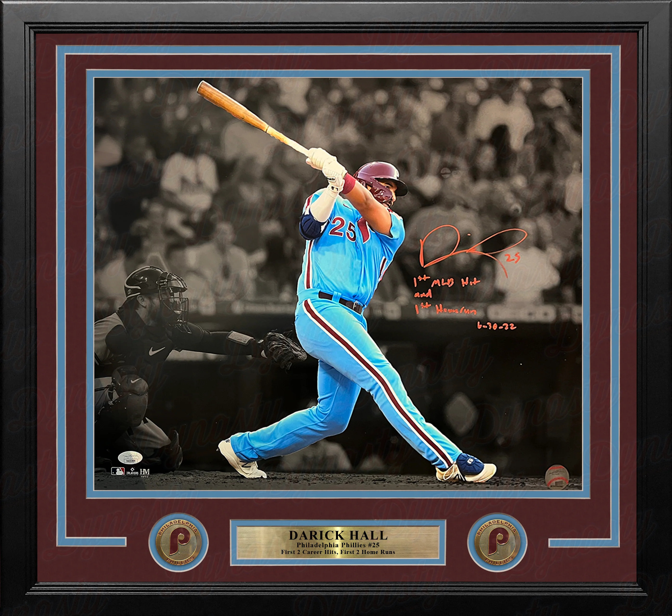 Darick Hall First Home Run Philadelphia Phillies Autographed Framed Baseball Photo - Image 3