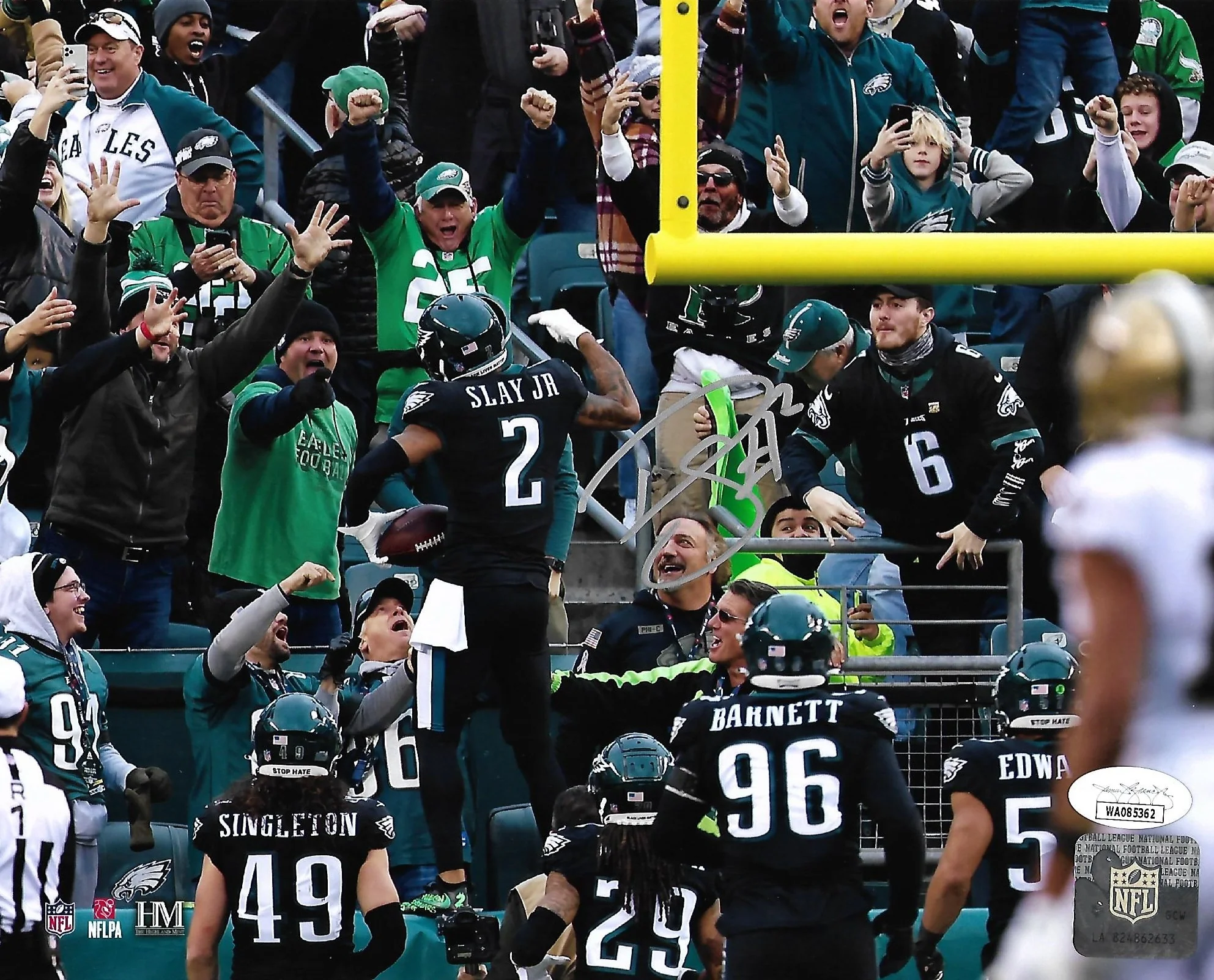 Darius Slay Celebrates with the Fans Philadelphia Eagles Autographed Football Photo