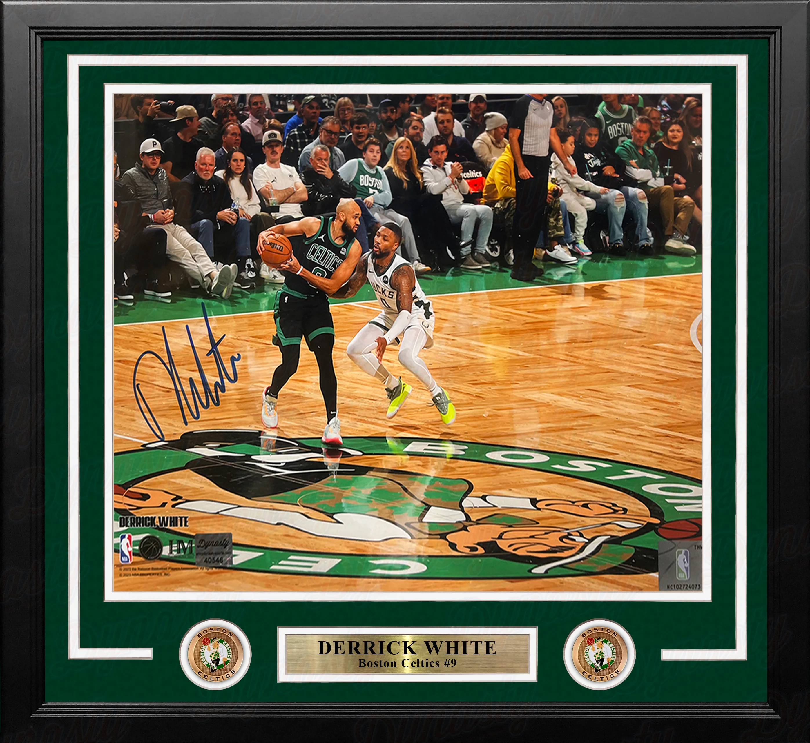 Derrick White v. Lillard Boston Celtics Autographed 16" x 20" Framed Basketball Photo - Image 2
