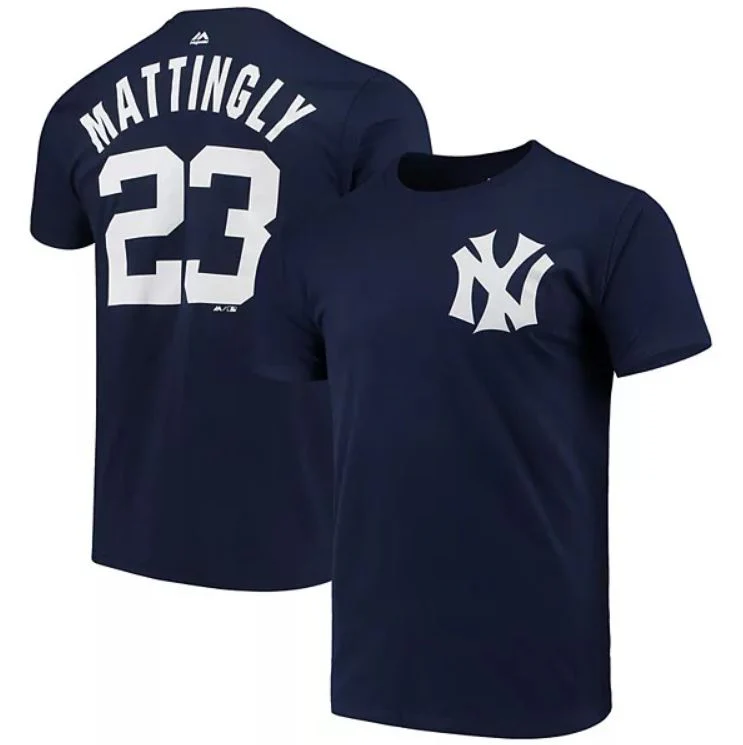 Don Mattingly New York Yankees Majestic Navy Name & Number T-Shirt