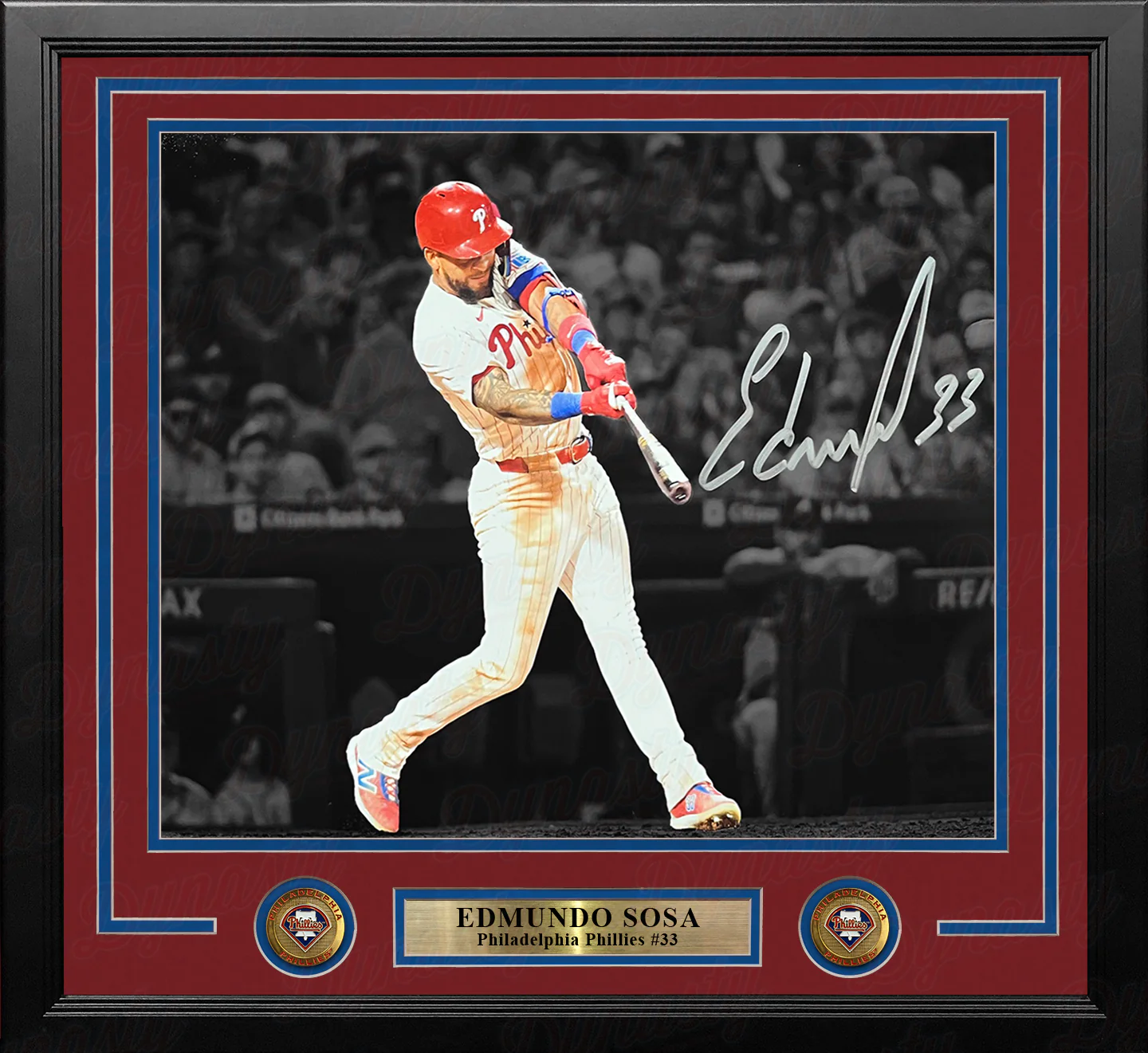 Edmundo Sosa Swing Autographed Philadelphia Phillies 8" x 10" Framed Blackout Baseball Photo - Image 2