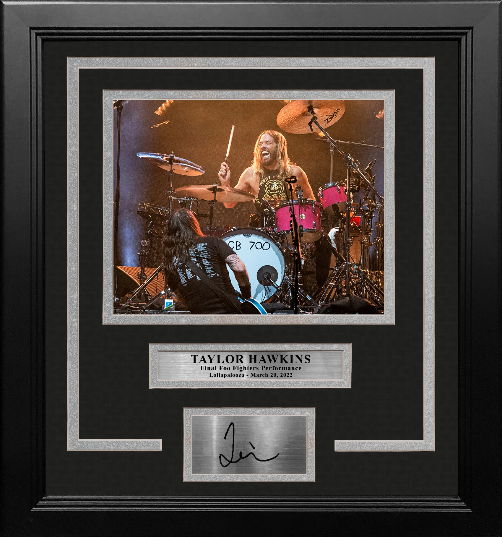 Taylor Hawkins Final Performance 8" x 10" Framed Photo with Engraved Autograph - Image 2