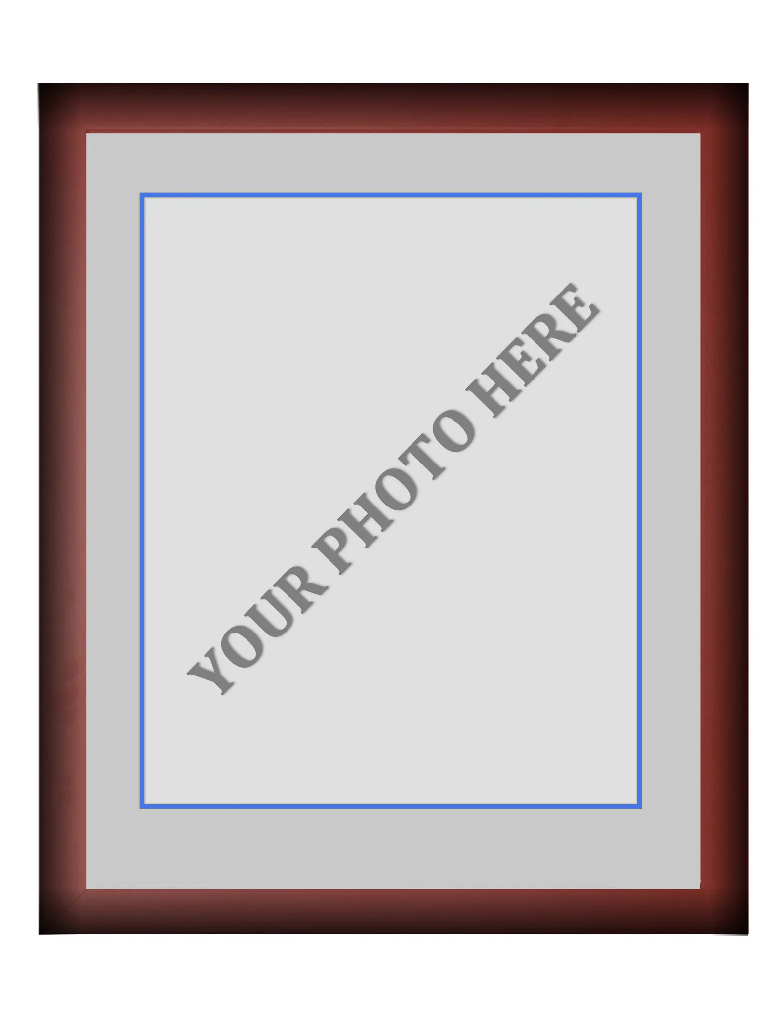Frame Kit - Cherry Wood Frame | Silver Matting | Blue Trim