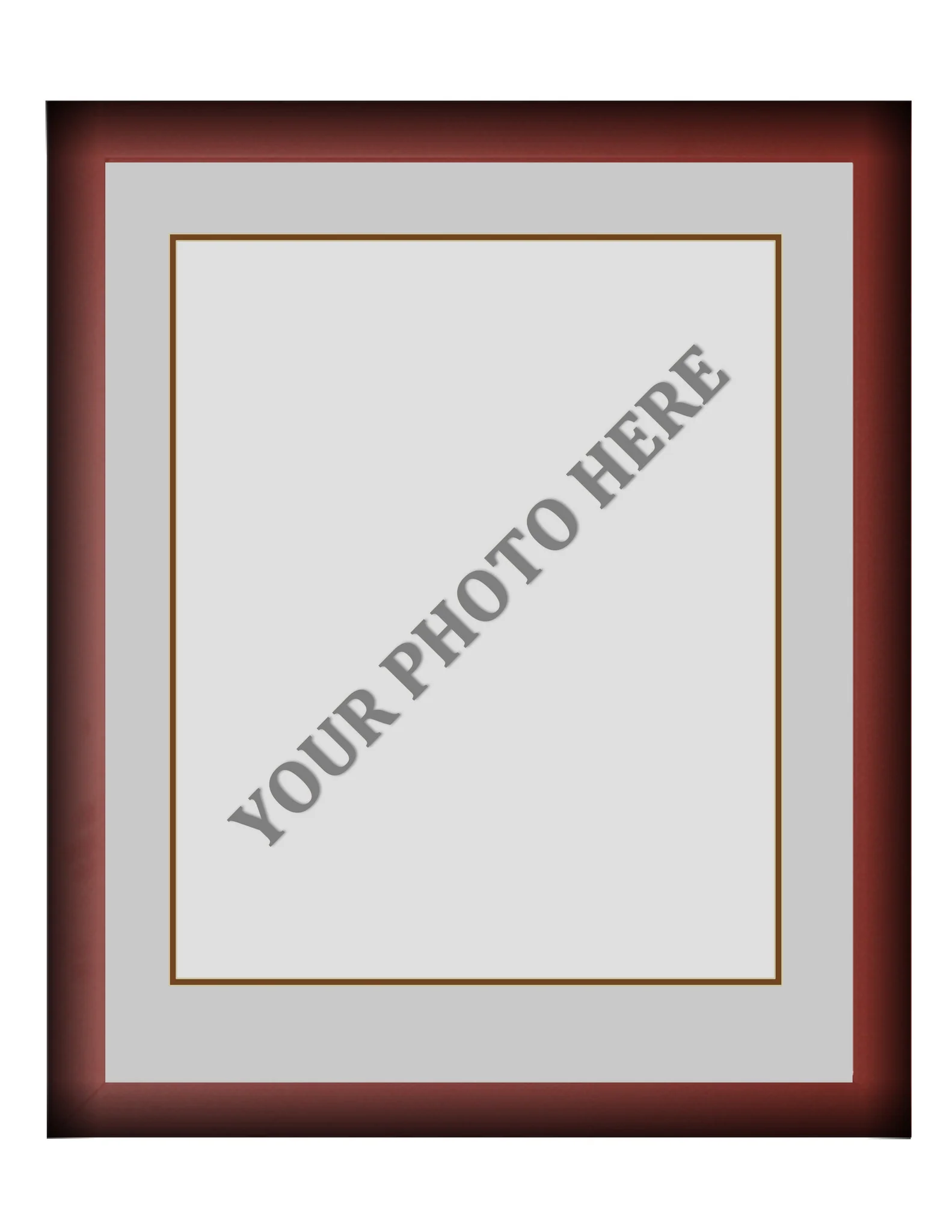 Frame Kit - Cherry Wood Frame | Silver Matting | Brown Trim