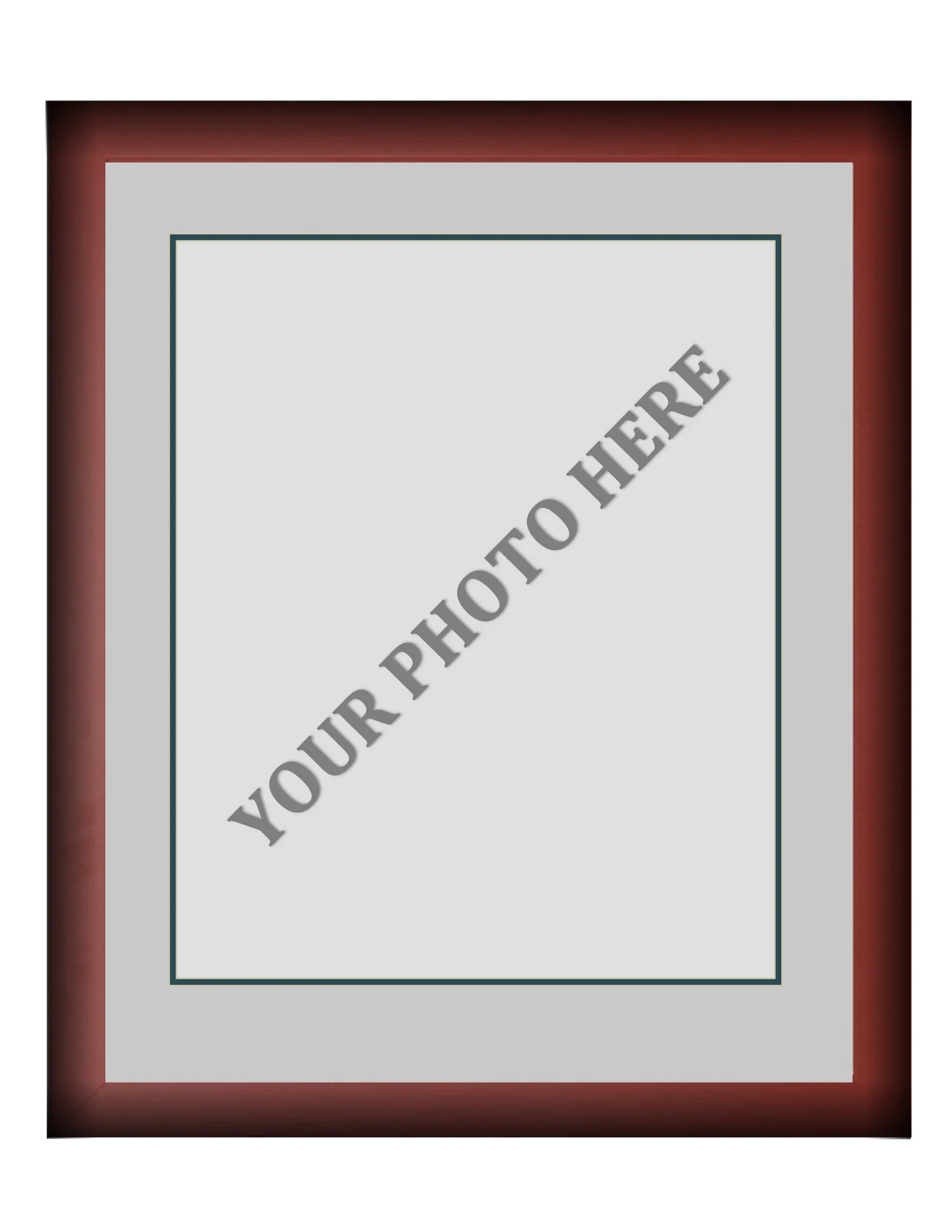 Frame Kit - Cherry Wood Frame | Silver Matting | Dark Green Trim