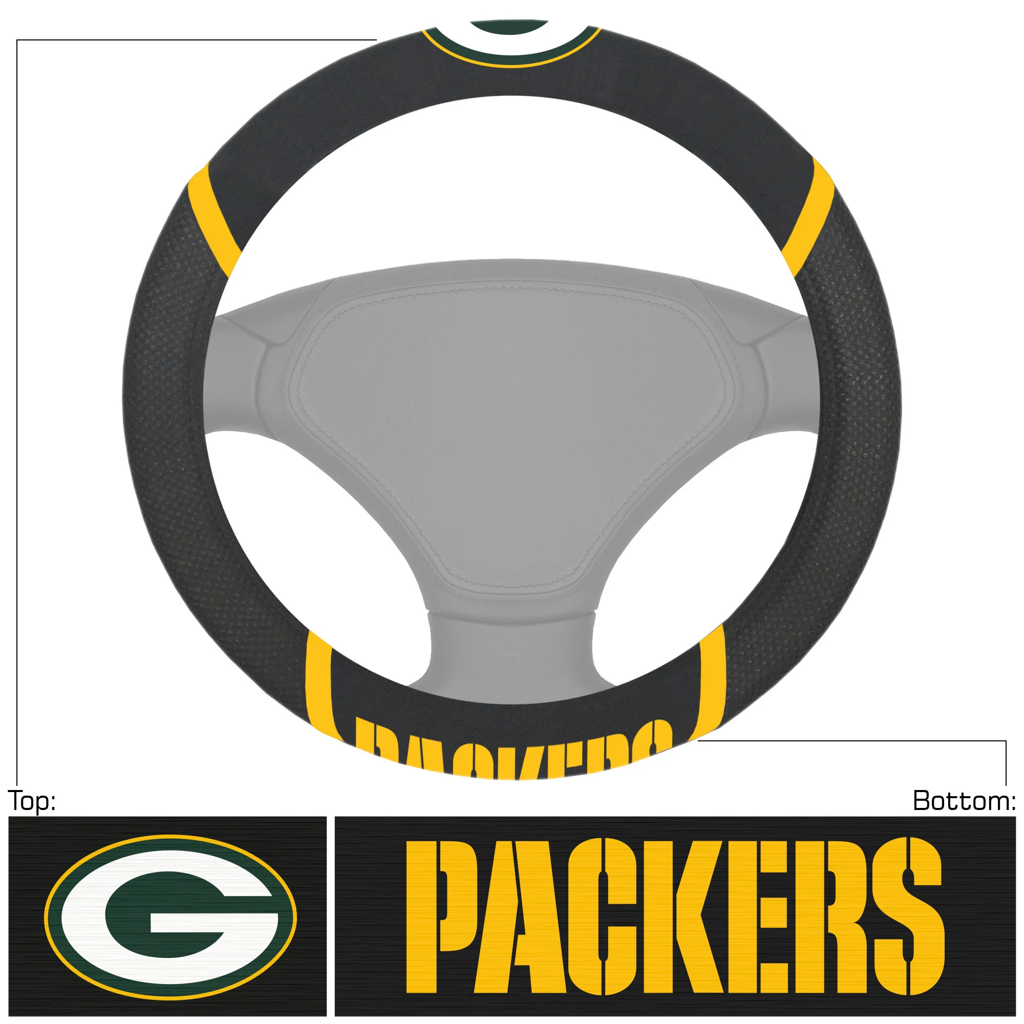 Green Bay Packers Deluxe Football Steering Wheel Cover