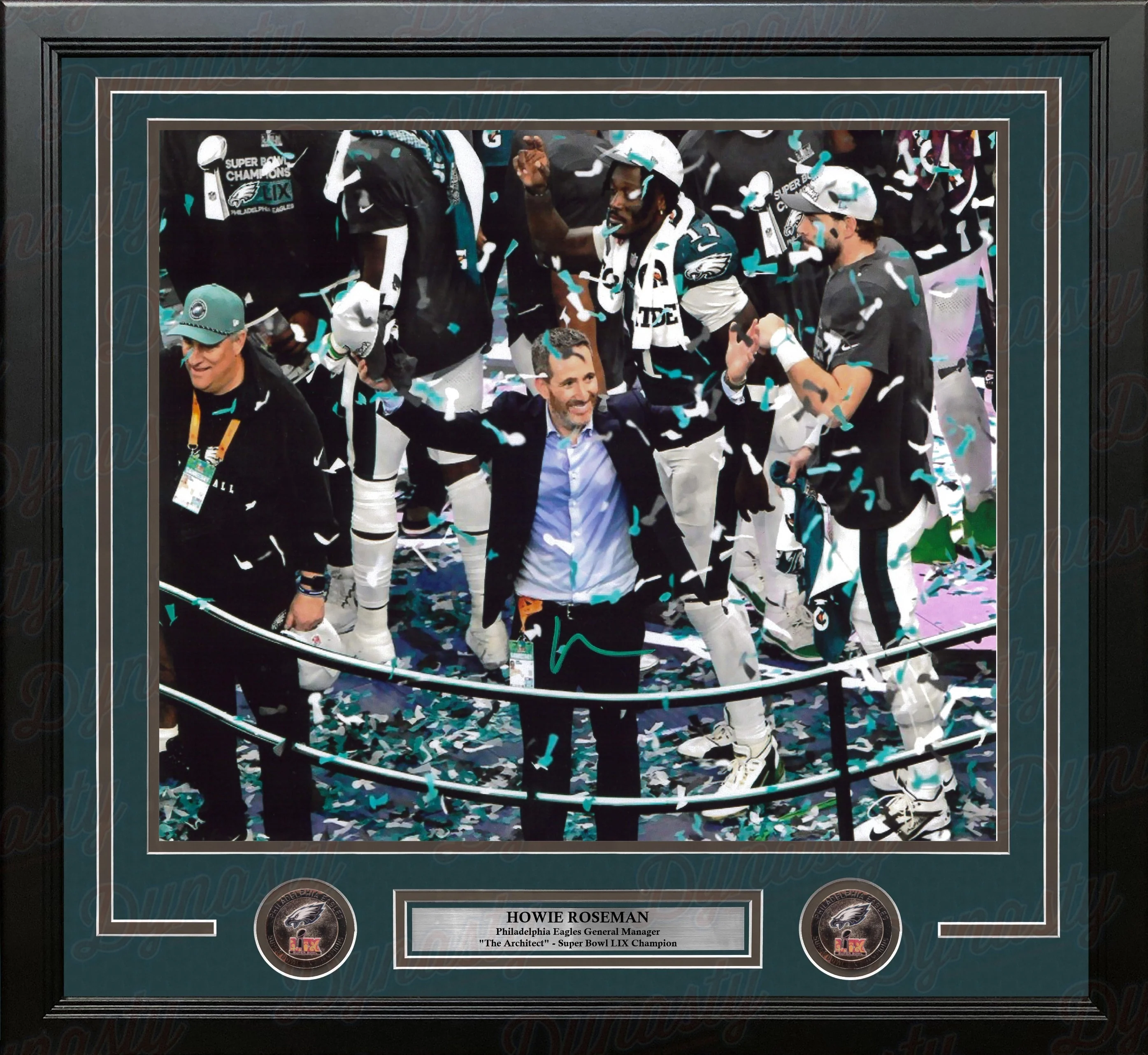 Howie Roseman Super Bowl Confetti Philadelphia Eagles Autographed 11" x 14" Framed Football Photo