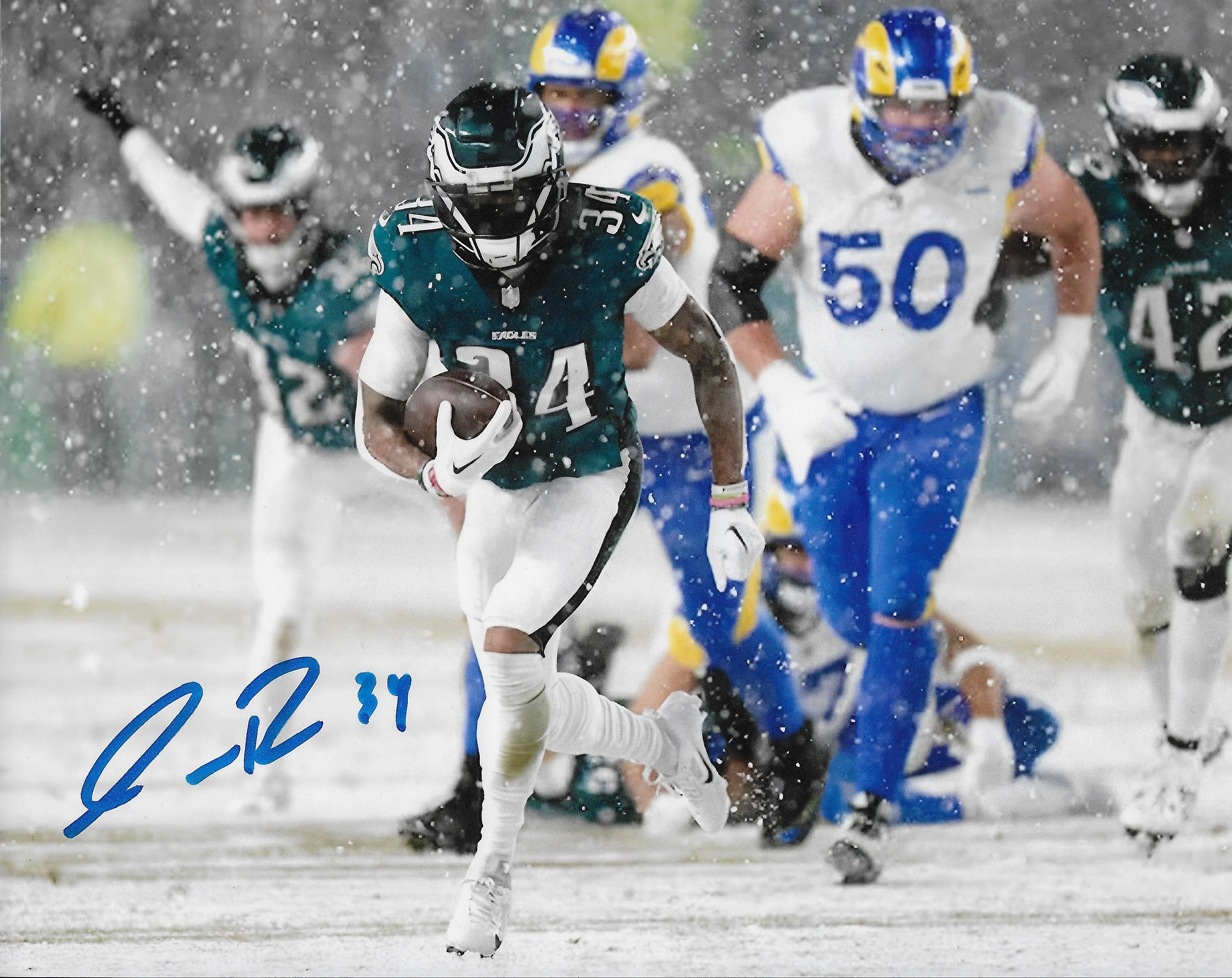 Isaiah Rodgers Snow Bowl Action Philadelphia Eagles Autographed 8" x 10" Football Photo