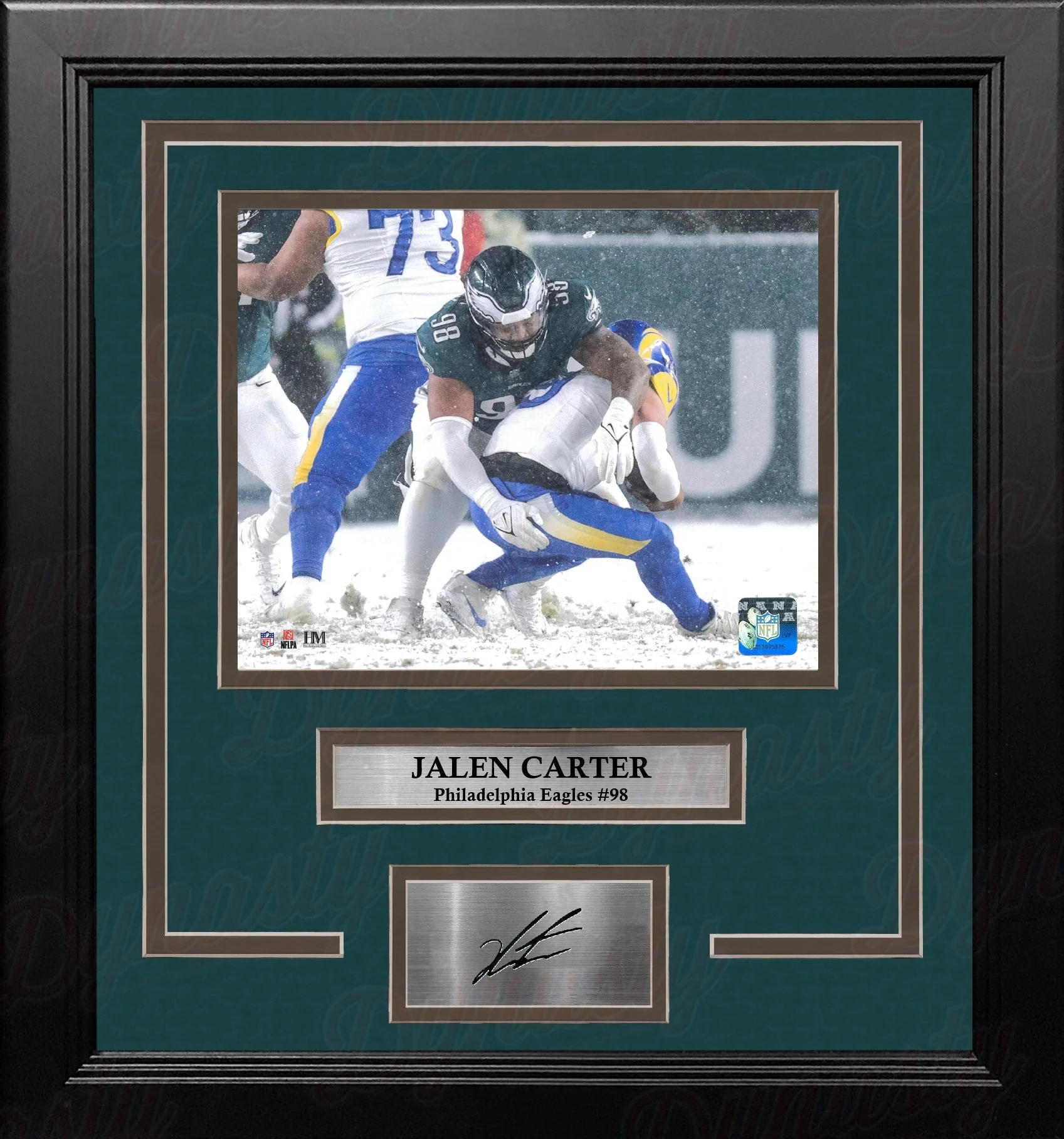 Jalen Carter Snow Bowl Sack Philadelphia Eagles 8x10 Framed Football Photo with Engraved Autograph