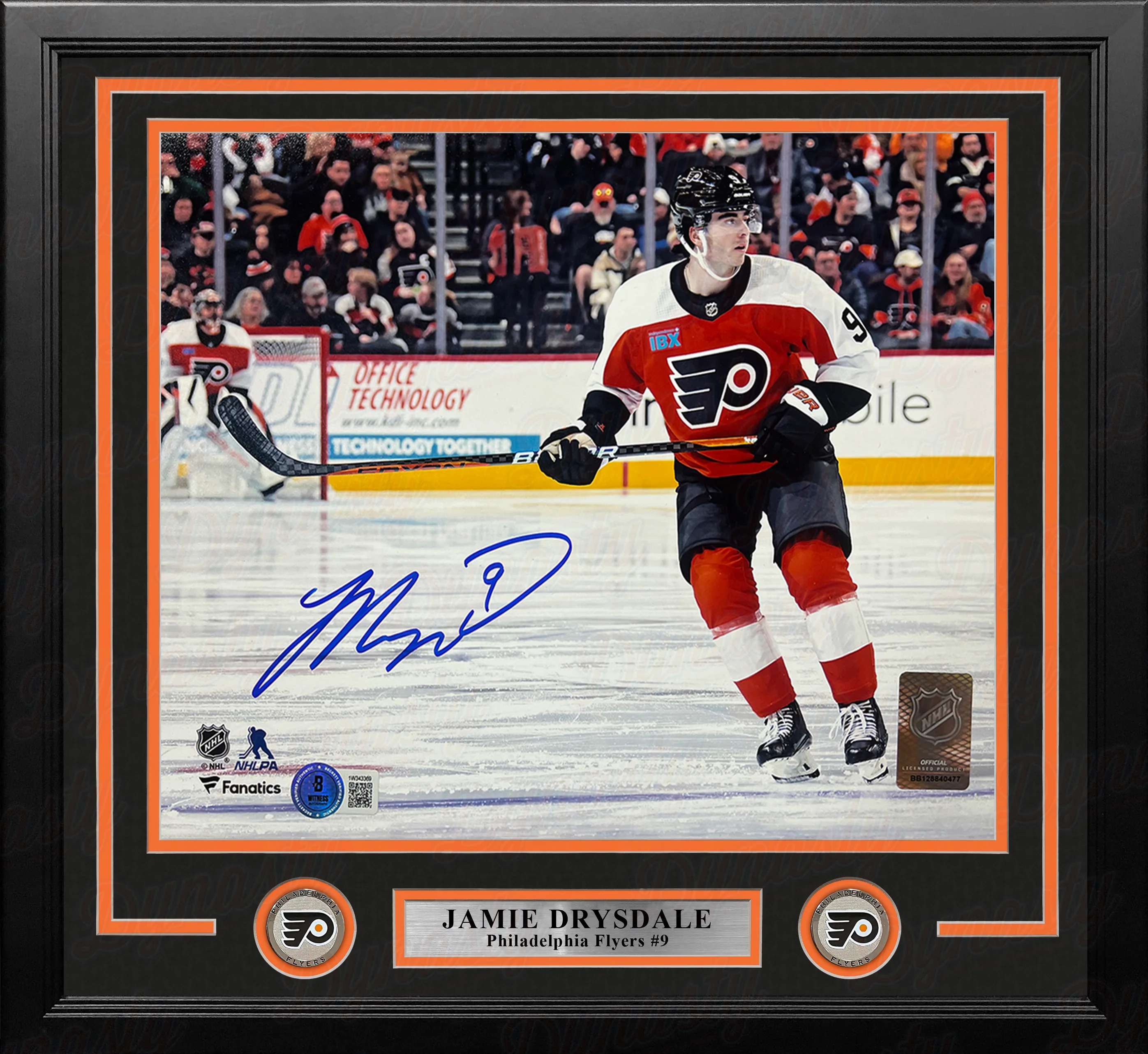 Jamie Drysdale in Action Philadelphia Flyers Autographed 11" x 14" Framed Hockey Photo - Image 2