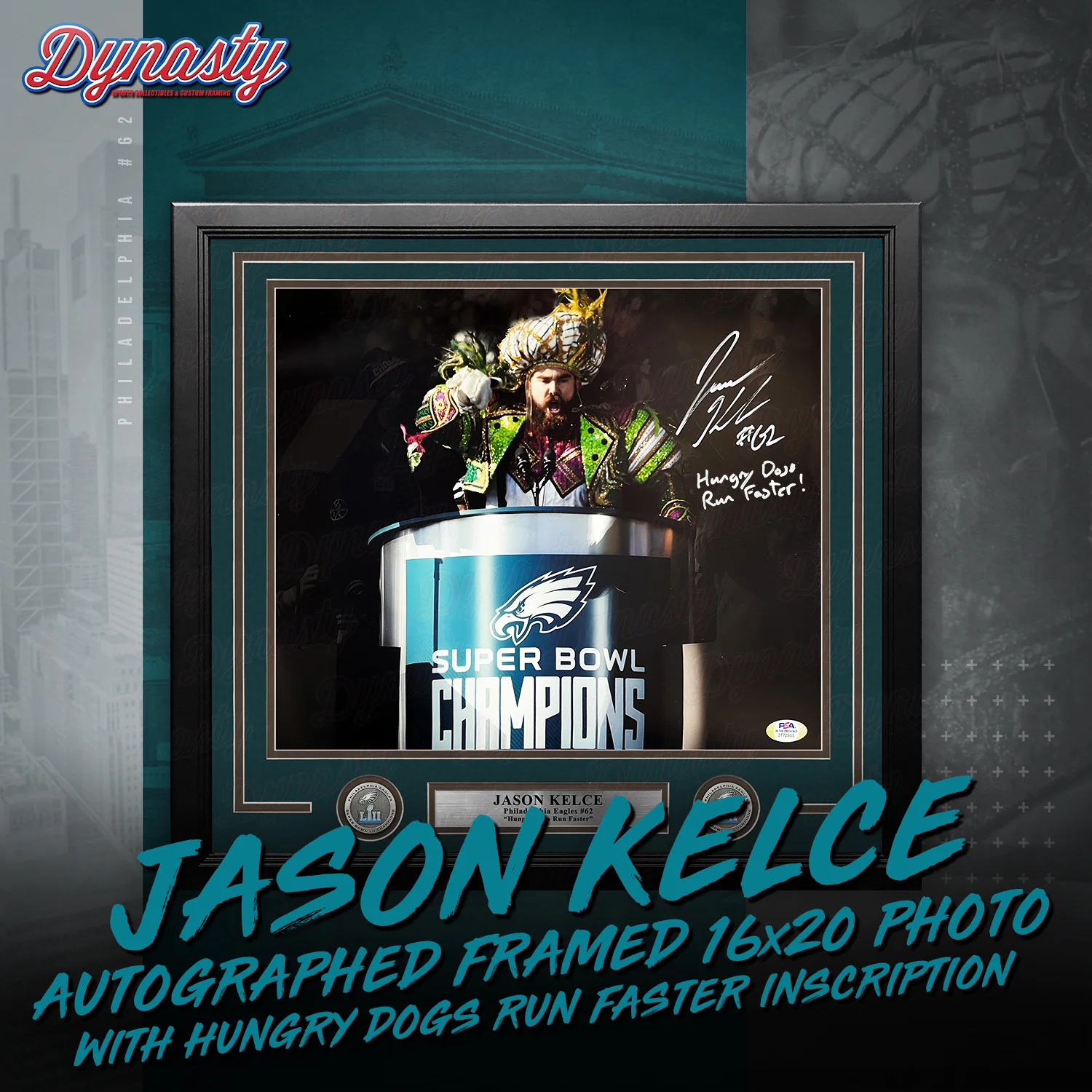 Jason Kelce Autographed Parade Speech Spotlight Framed Photo | Retirement Pre-Sale Opportunity - Image 12