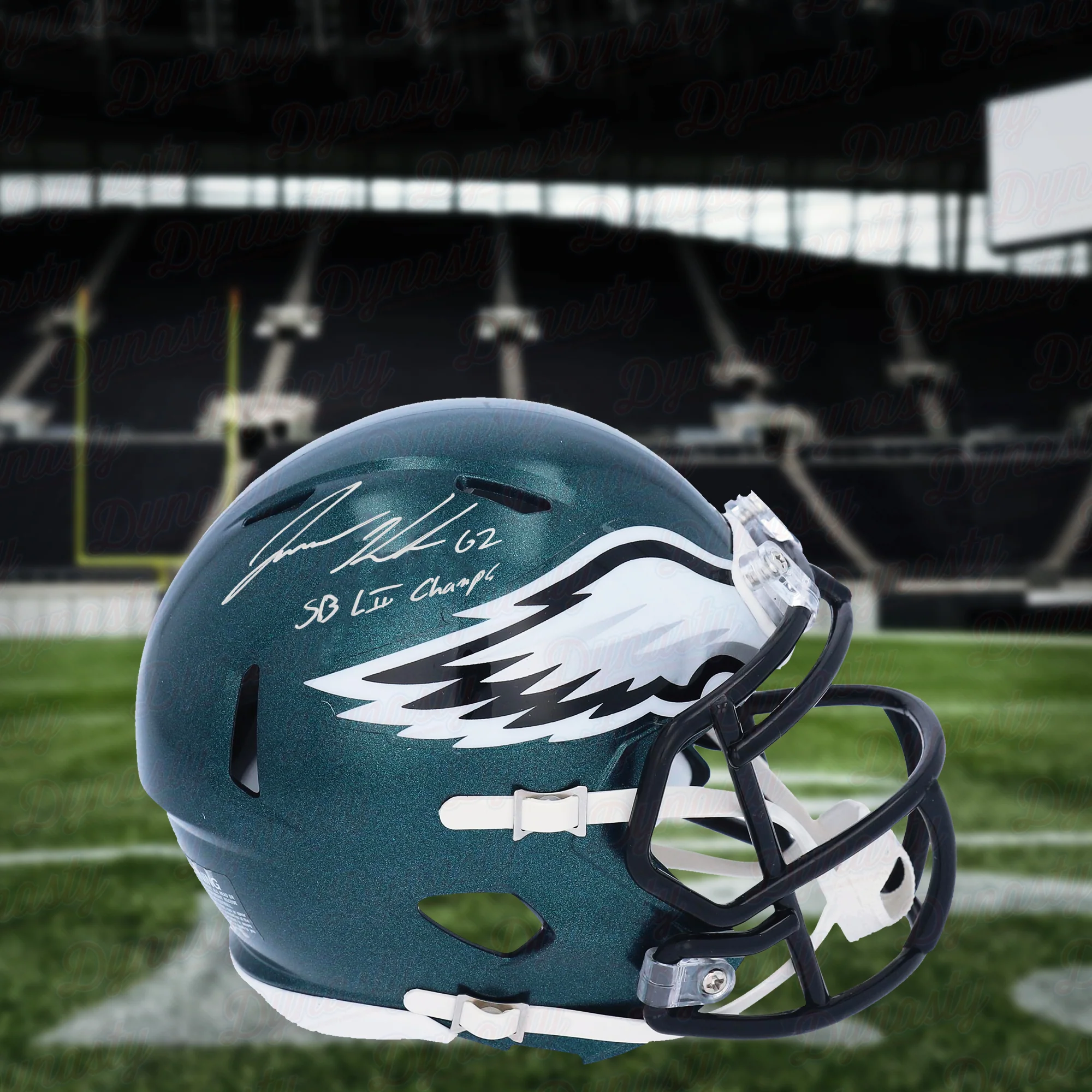 Jason Kelce Philadelphia Eagles Autographed Full-Size Speed Helmet Inscribed Super Bowl LII Champs