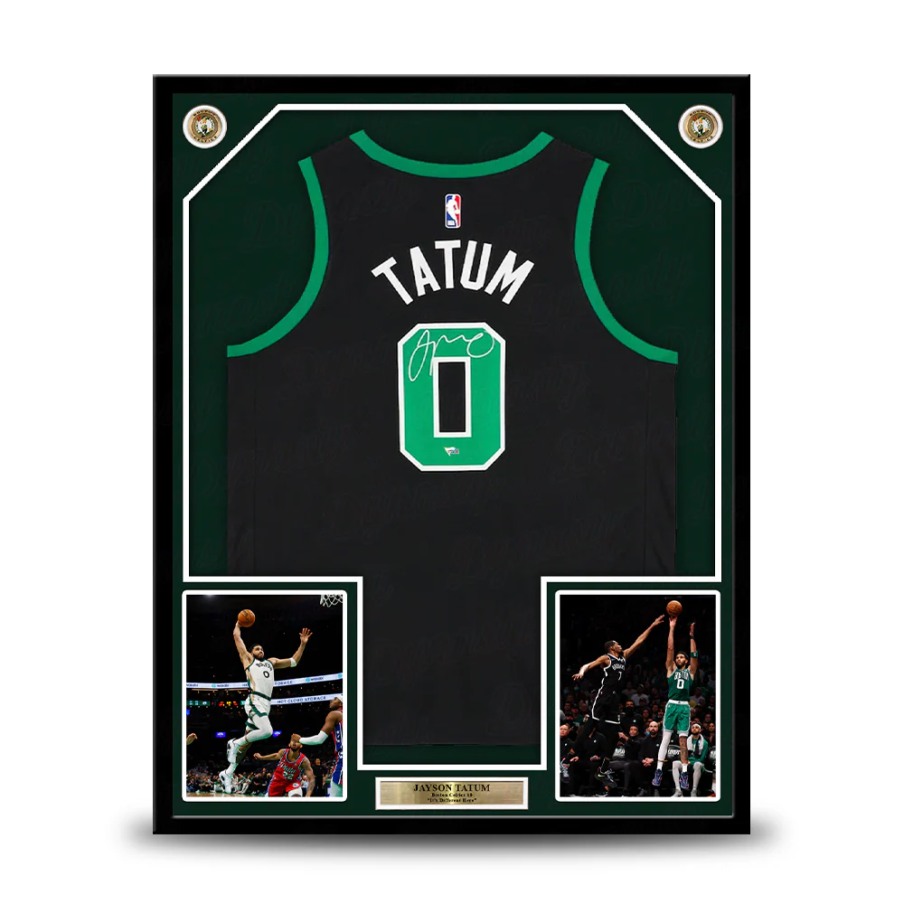 Jayson Tatum Boston Celtics Autographed Framed Nike Black Swingman Jersey