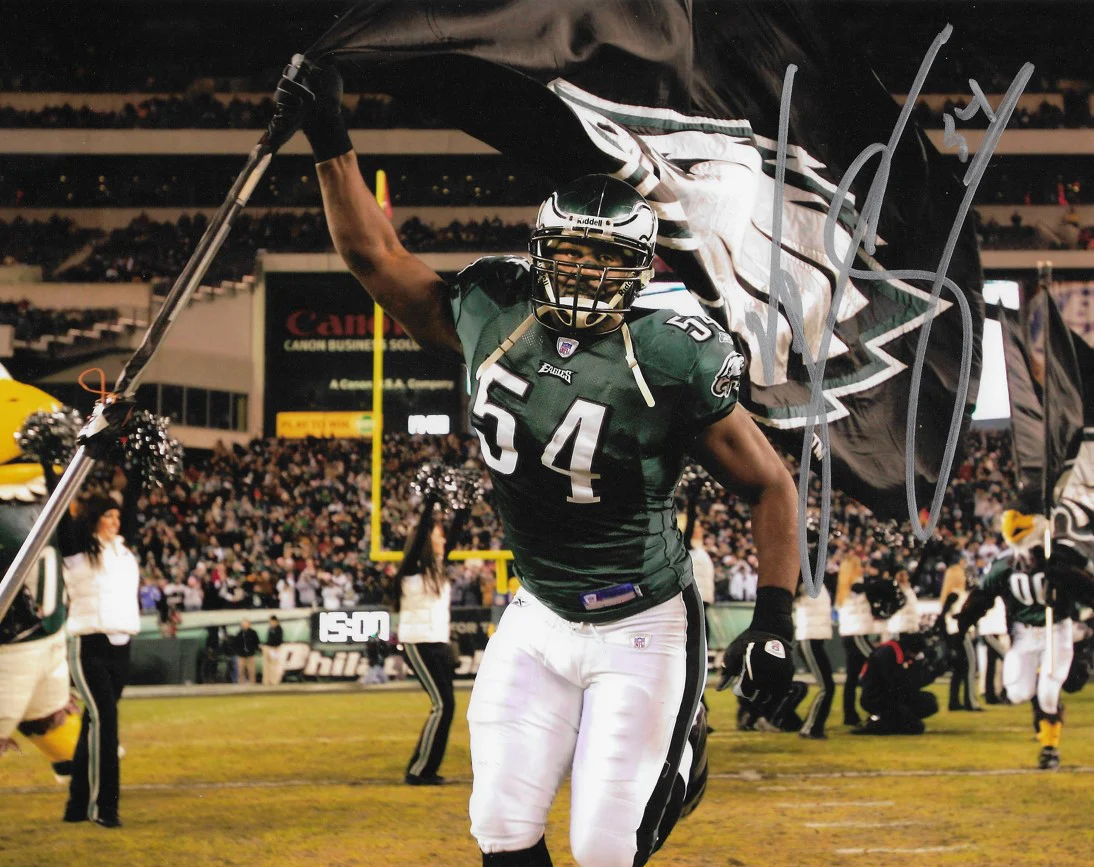 Jeremiah Trotter, Sr. Flag Philadelphia Eagles Autographed 8" x 10" Football Photo - Image 2