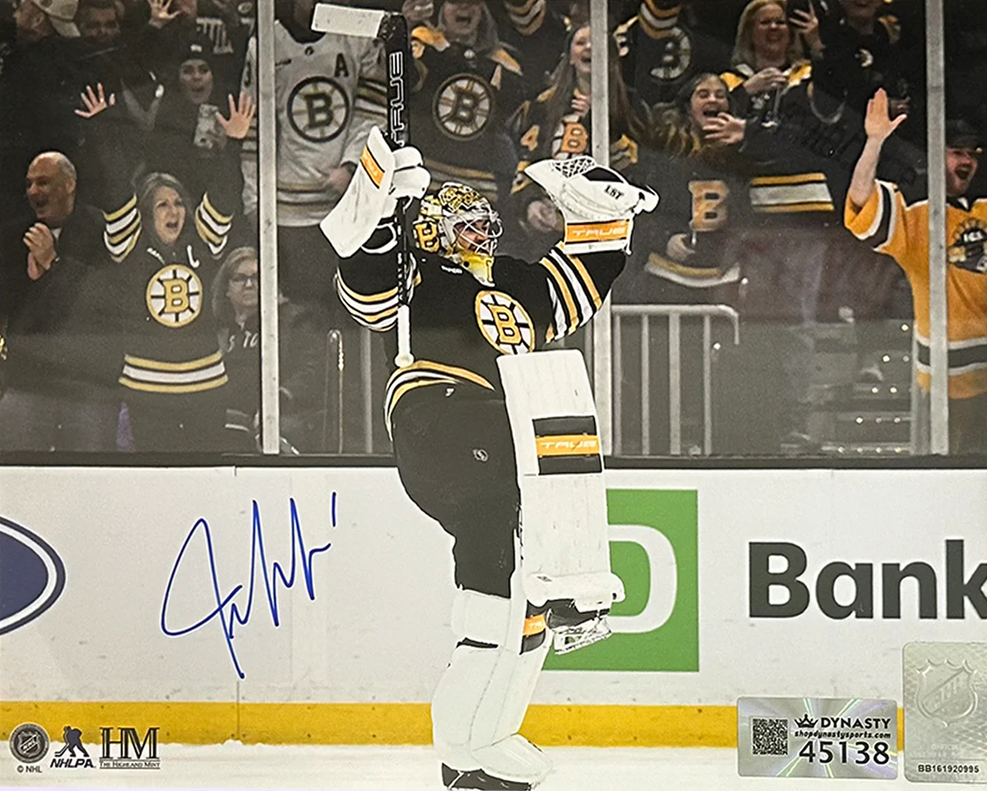 Jeremy Swayman Celebration Boston Bruins Autographed 16" x 20" Hockey Photo - Image 2