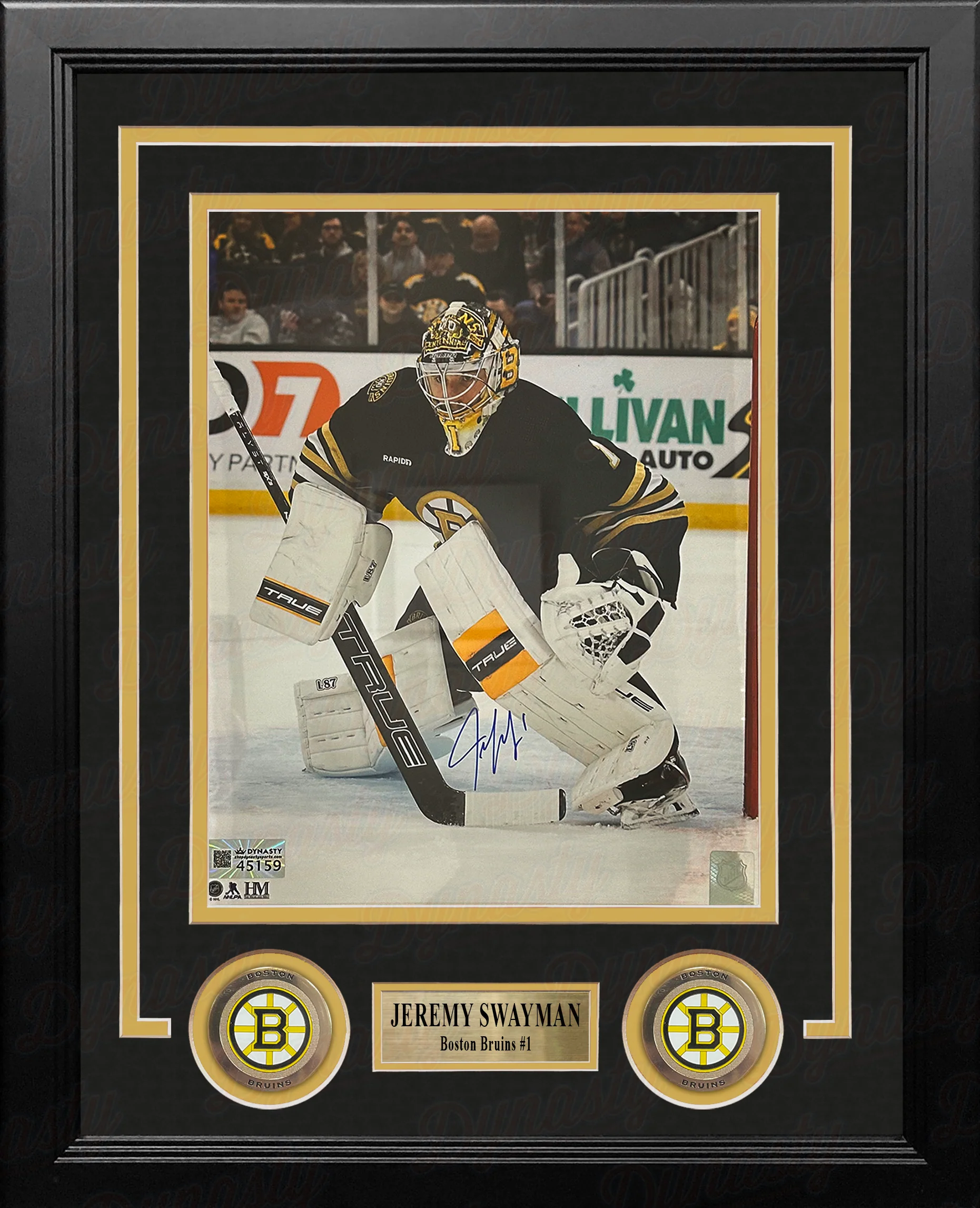 Jeremy Swayman in Goal Boston Bruins Autographed 8" x 10" Framed Hockey Photo - Image 2