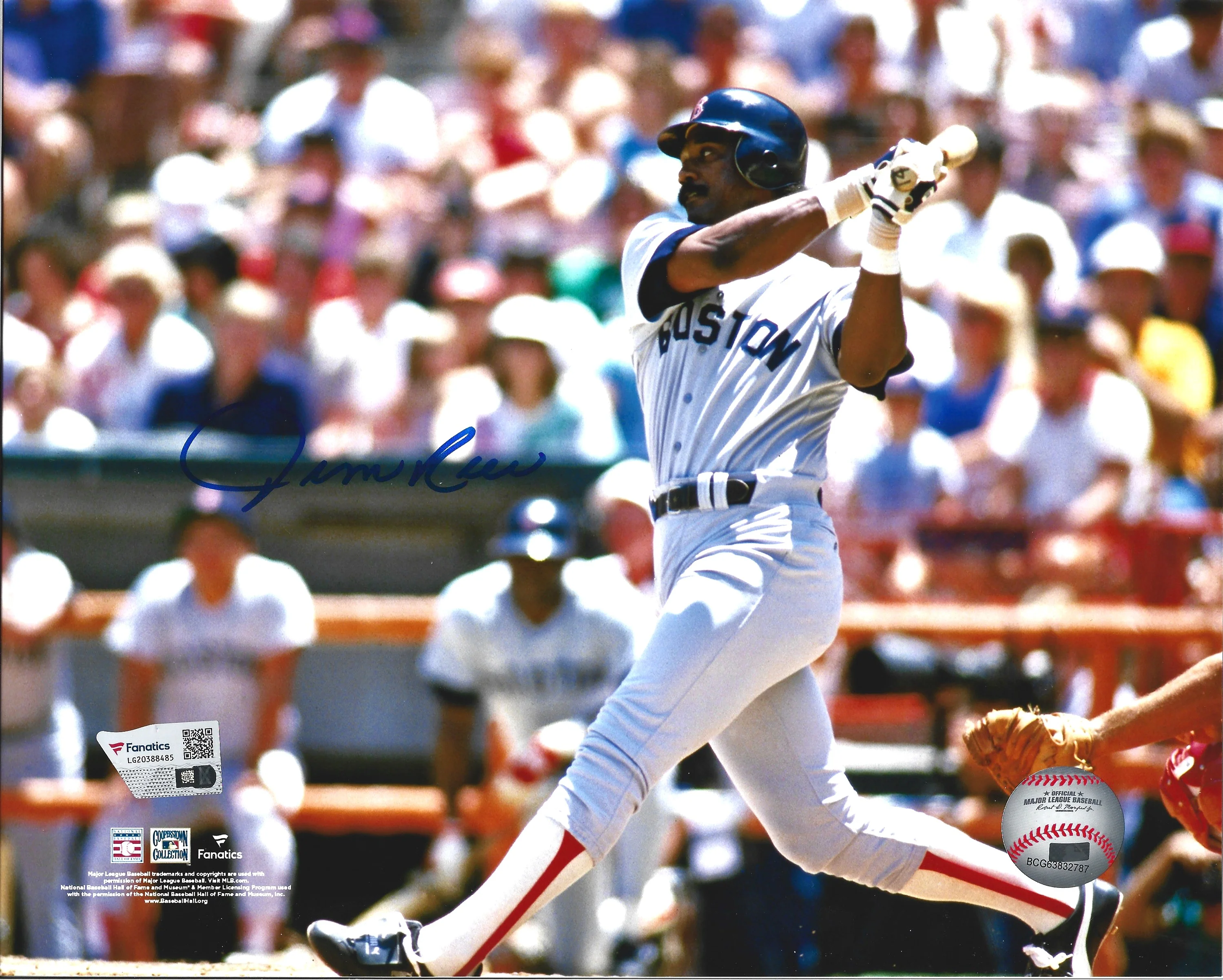 Jim Rice Swinging Action Boston Red Sox Autographed 8" x 10" Baseball Photo