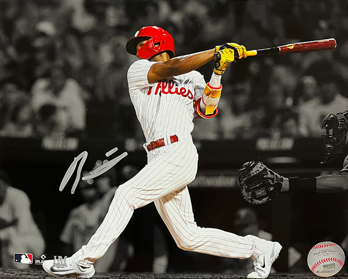 Johan Rojas First Hit Philadelphia Phillies Autographed 11" x 14" Spotlight Baseball Photo - Image 2