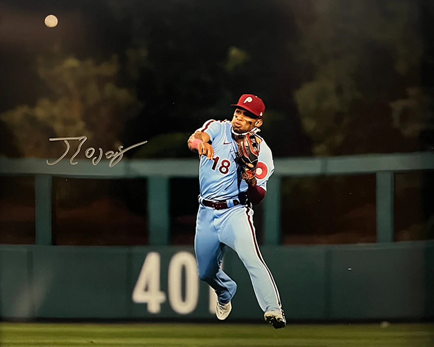 Johan Rojas Throwback Action Philadelphia Phillies Autographed 16" x 20" Baseball Photo - Image 2