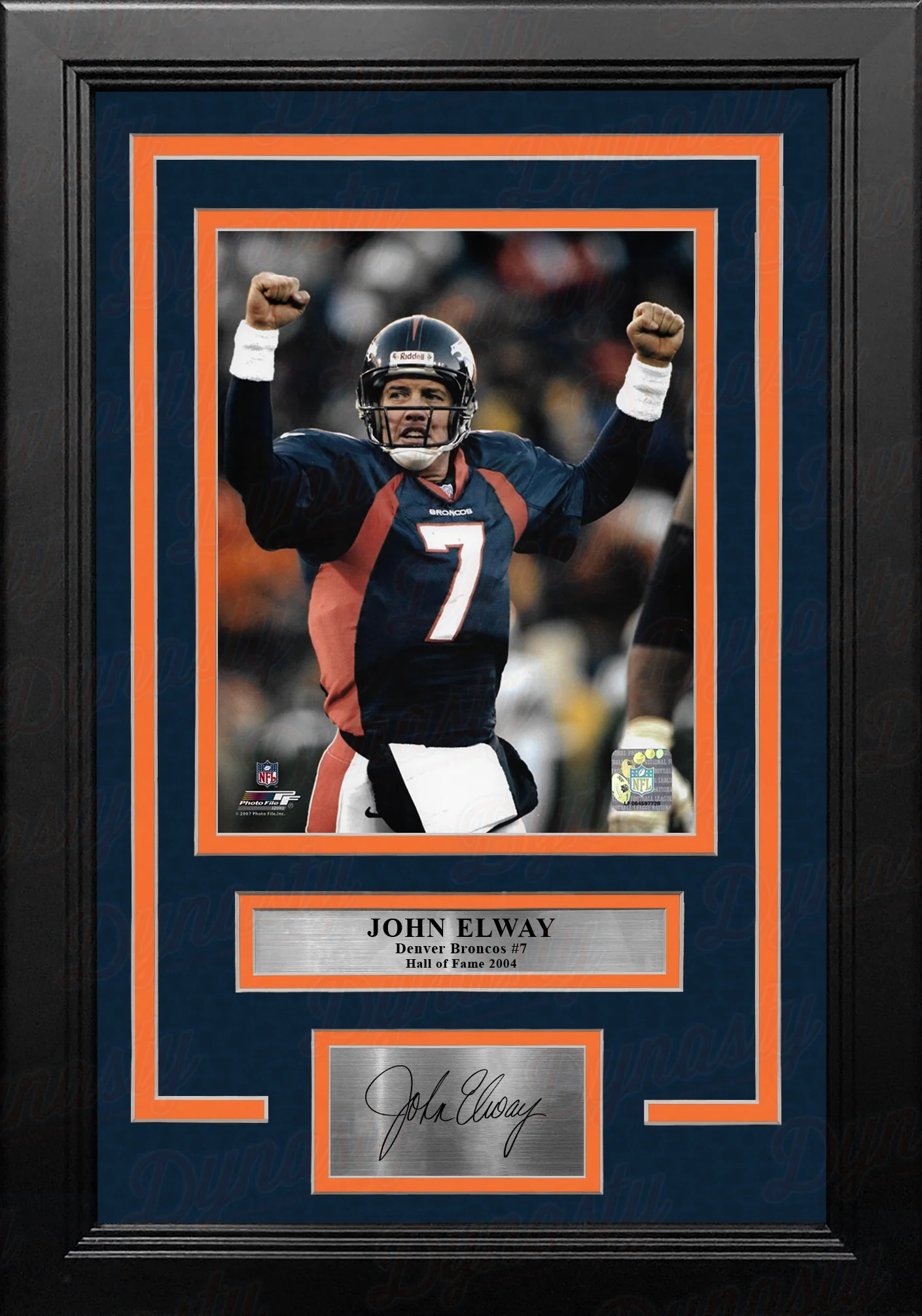 John Elway Celebration Denver Broncos 8" x 10" Framed Football Photo with Engraved Autograph - Image 2