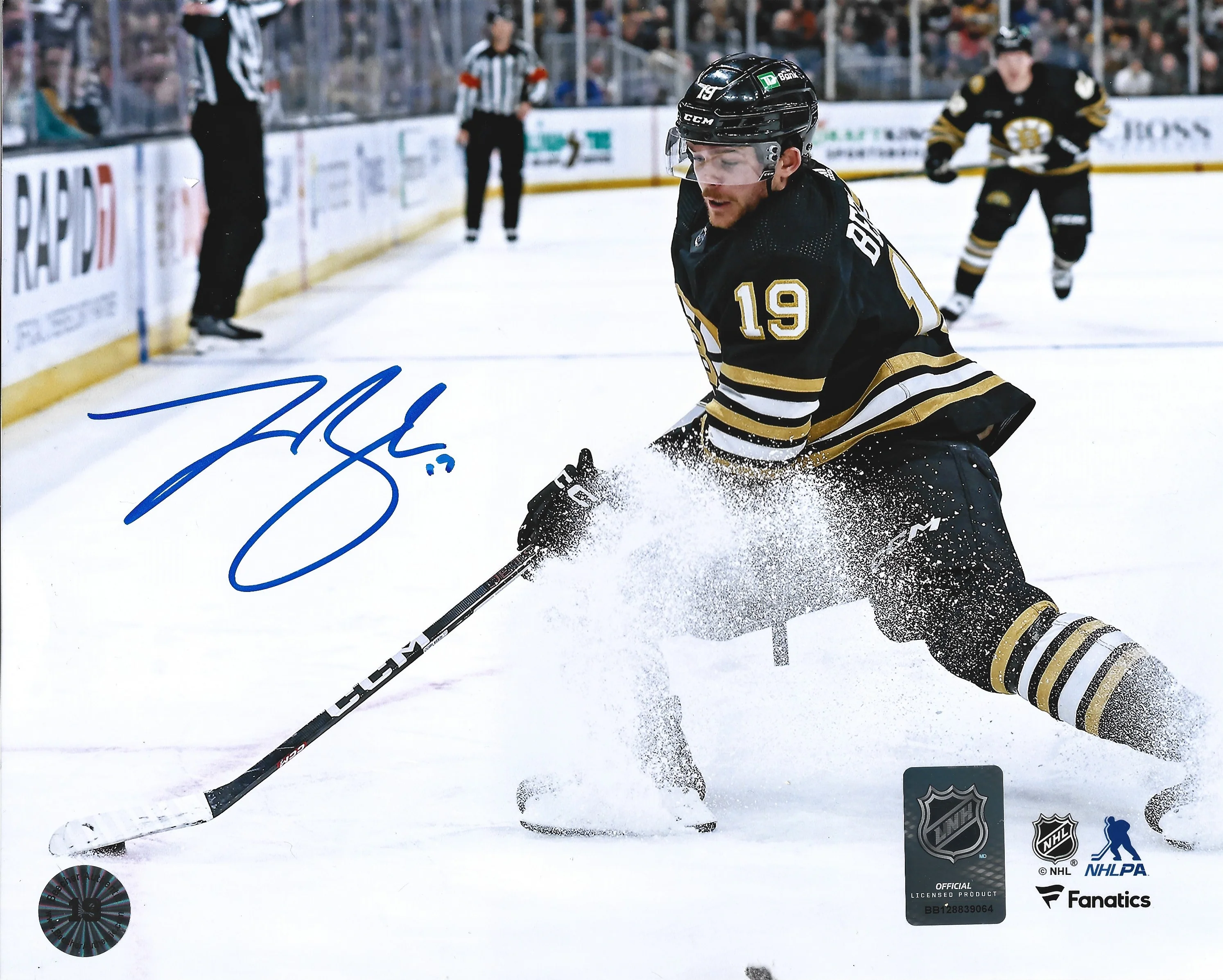 Johnny Beecher in Action Boston Bruins Autographed 11" x 14" Hockey Photo - Image 2