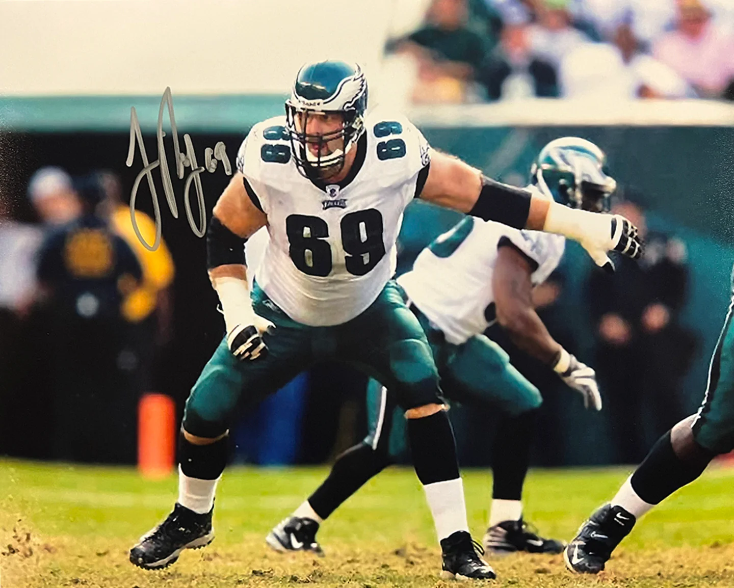 Jon Runyan in Action Autographed Philadelphia Eagles 11" x 14" Football Photo - Image 2
