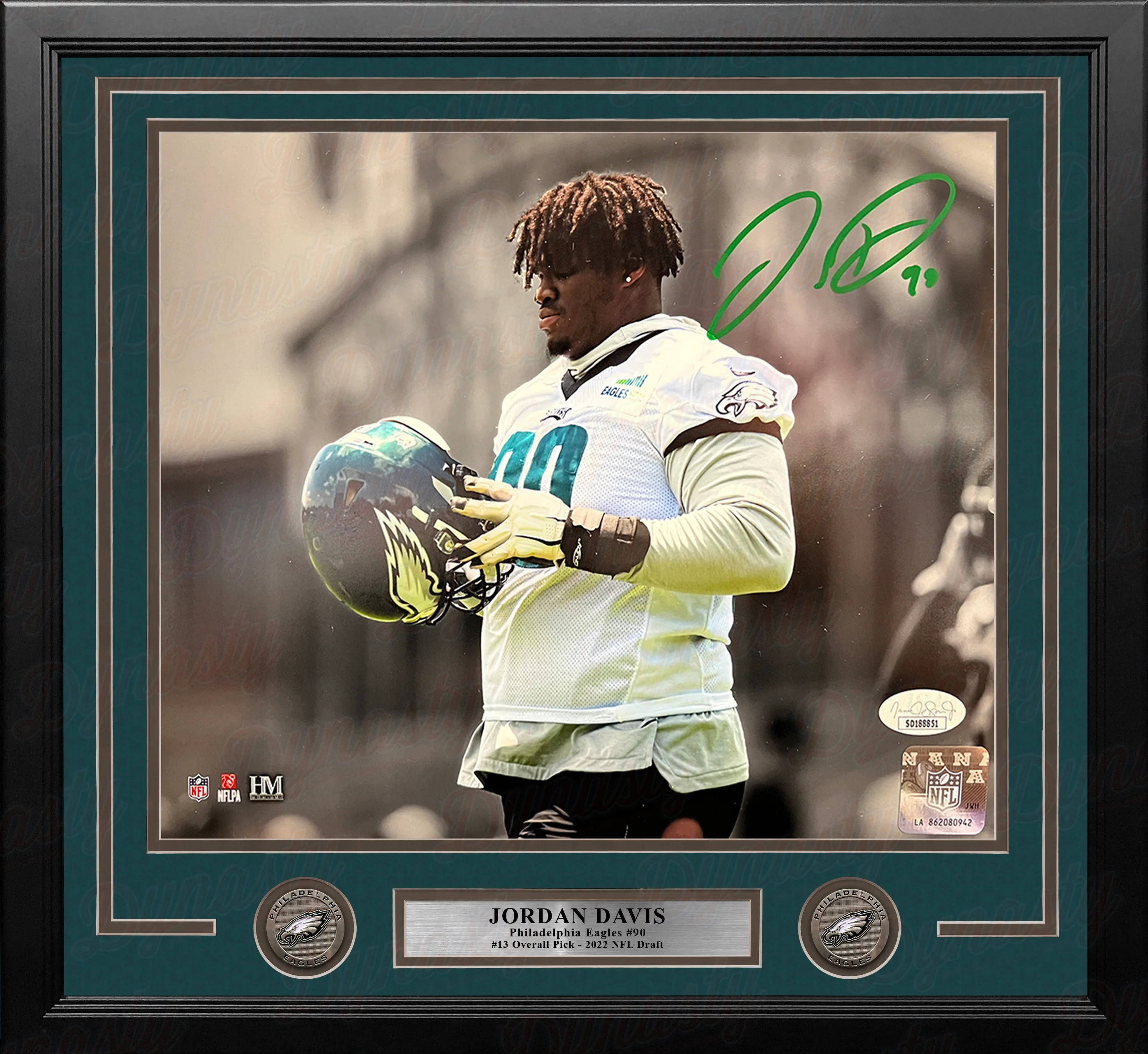 Jordan Davis Philadelphia Eagles Autographed Spotlight 16" x 20" Framed Football Photo