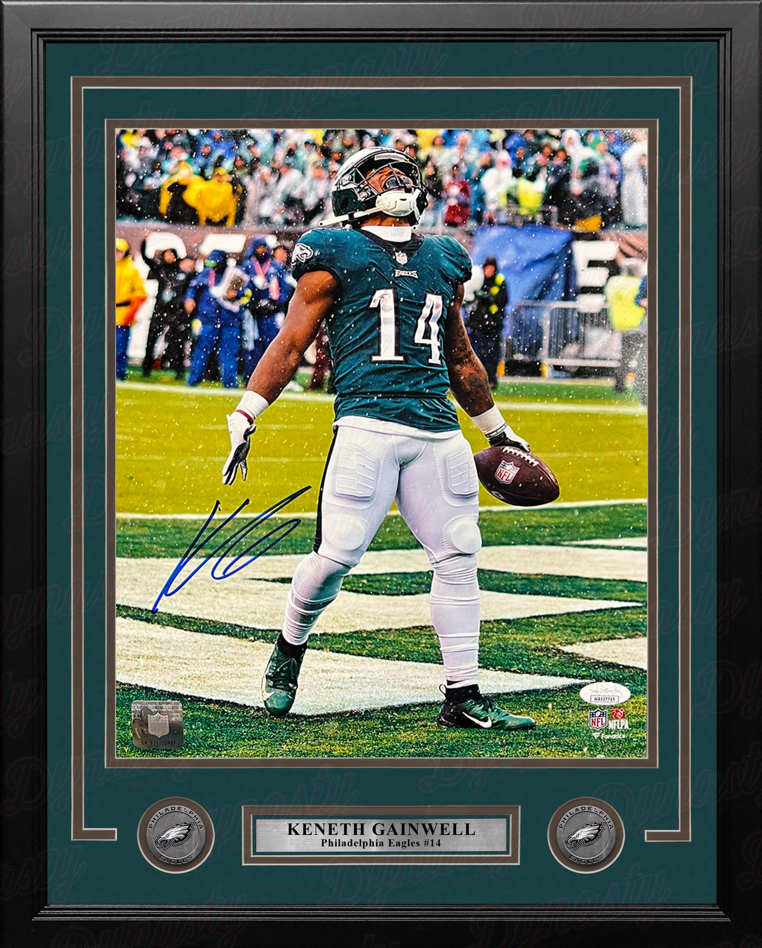 Kenneth Gainwell Touchdown Celebration Philadelphia Eagles Autographed Framed Football Photo