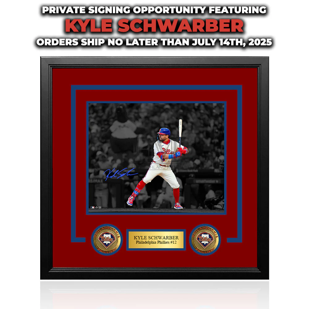 Kyle Schwarber Philadelphia Phillies Autographed Framed Spotlight Photo | Pre-Sale Opportunity