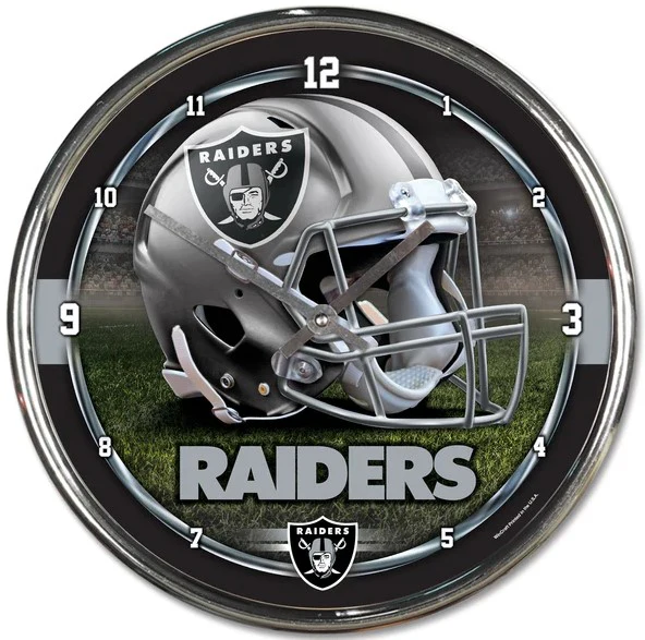 Las Vegas Raiders Round Chrome Clock