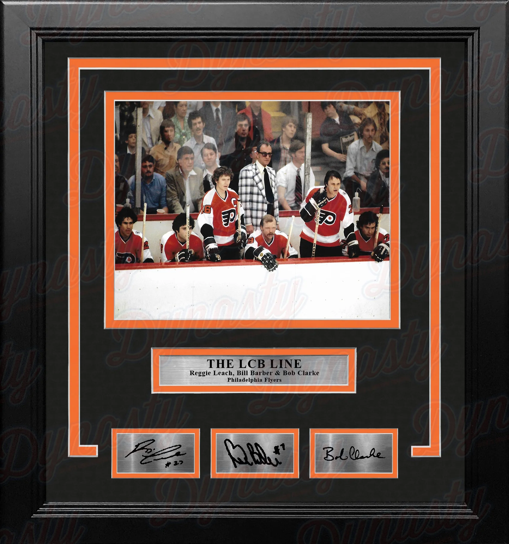 LCB Line Watching from the Bench Philadelphia Flyers Framed Hockey Photo with Engraved Autographs