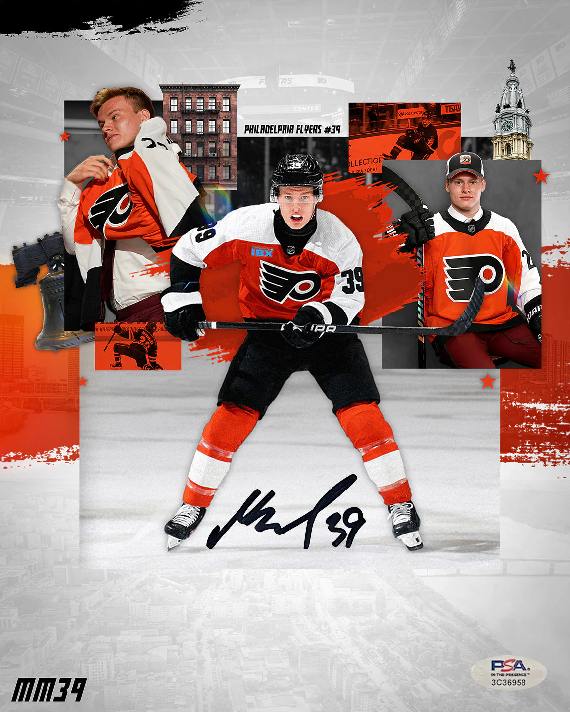 Matvei Michkov Philadelphia Flyers Autographed 16" x 20" Collage Hockey Photo - Image 2